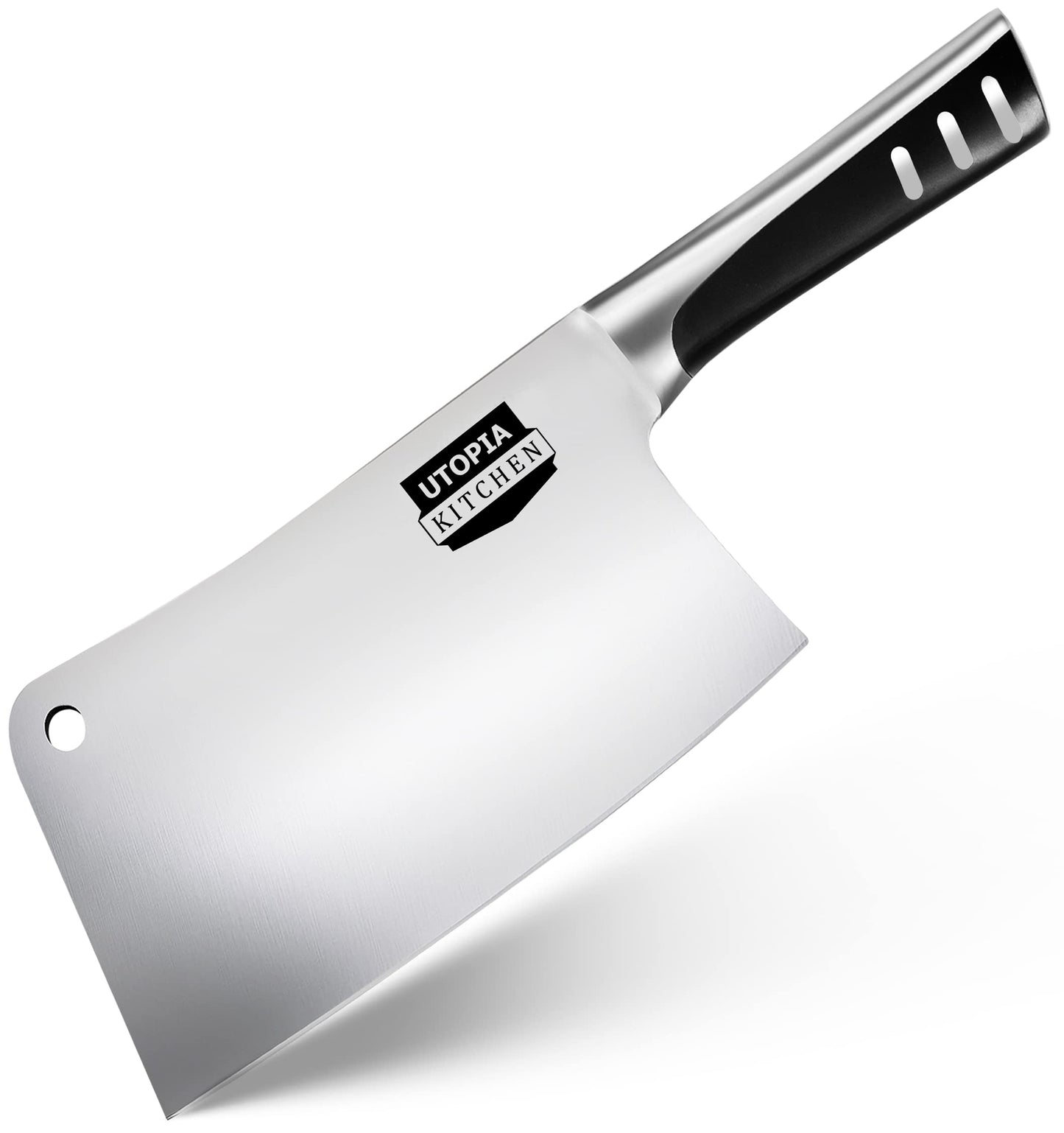 Utopia Kitchen 8 Inch Cleaver Knife Stainless Steel Chopper Butcher Knife for Home Kitchen and Restaurant Black