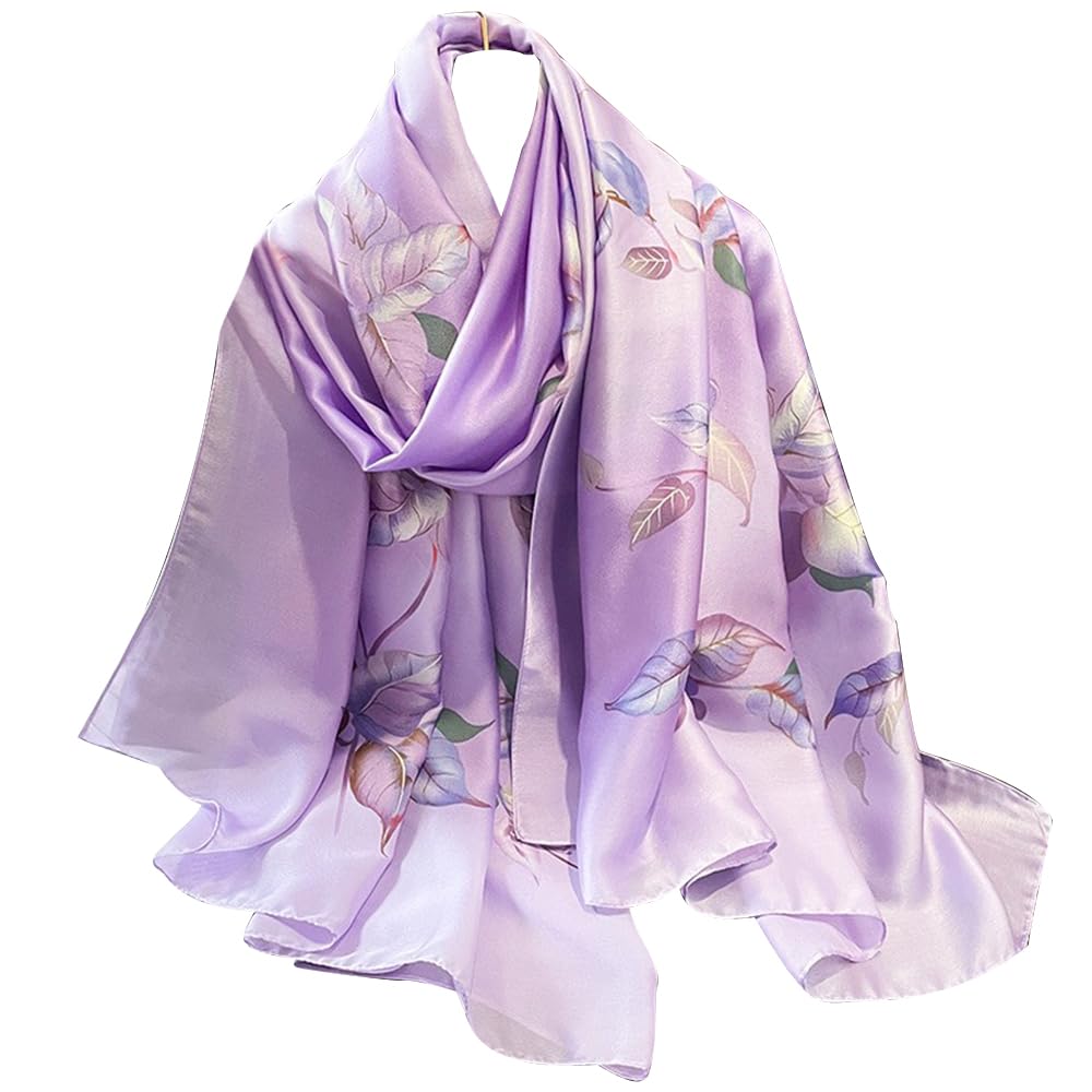 NUWEERIR Damen-Schal, 100 % großer Maulbeerseide, langer Satin-Schal, modischer Designer-Schal, leichte Wickel