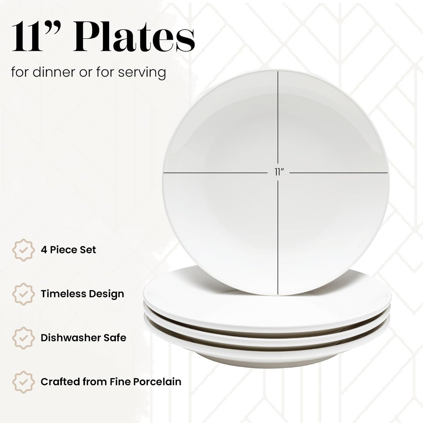 Vikko Ceramic Dinner Plates – Stackable White Plates