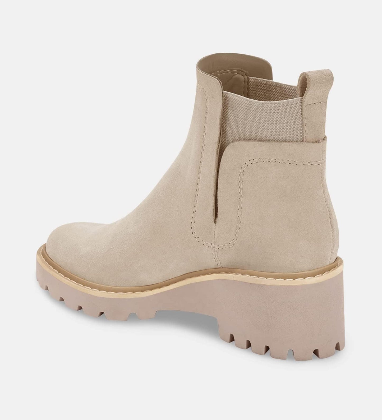 Trish Lucia Damen Chelsea-Stiefel mit Plateausohle, knöchelhoch, klobiger Blockabsatz, rutschfest, Wildleder, modische Schlupfstiefeletten
