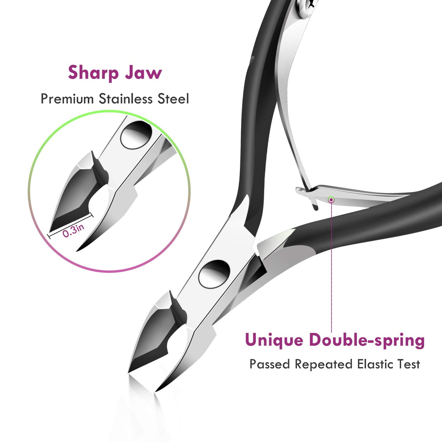3-Piece Rainbow Cuticle Care Kit – Precision Trimmer, Dual-Head Pusher & Scraper | Surgical-Grade Stainless Steel