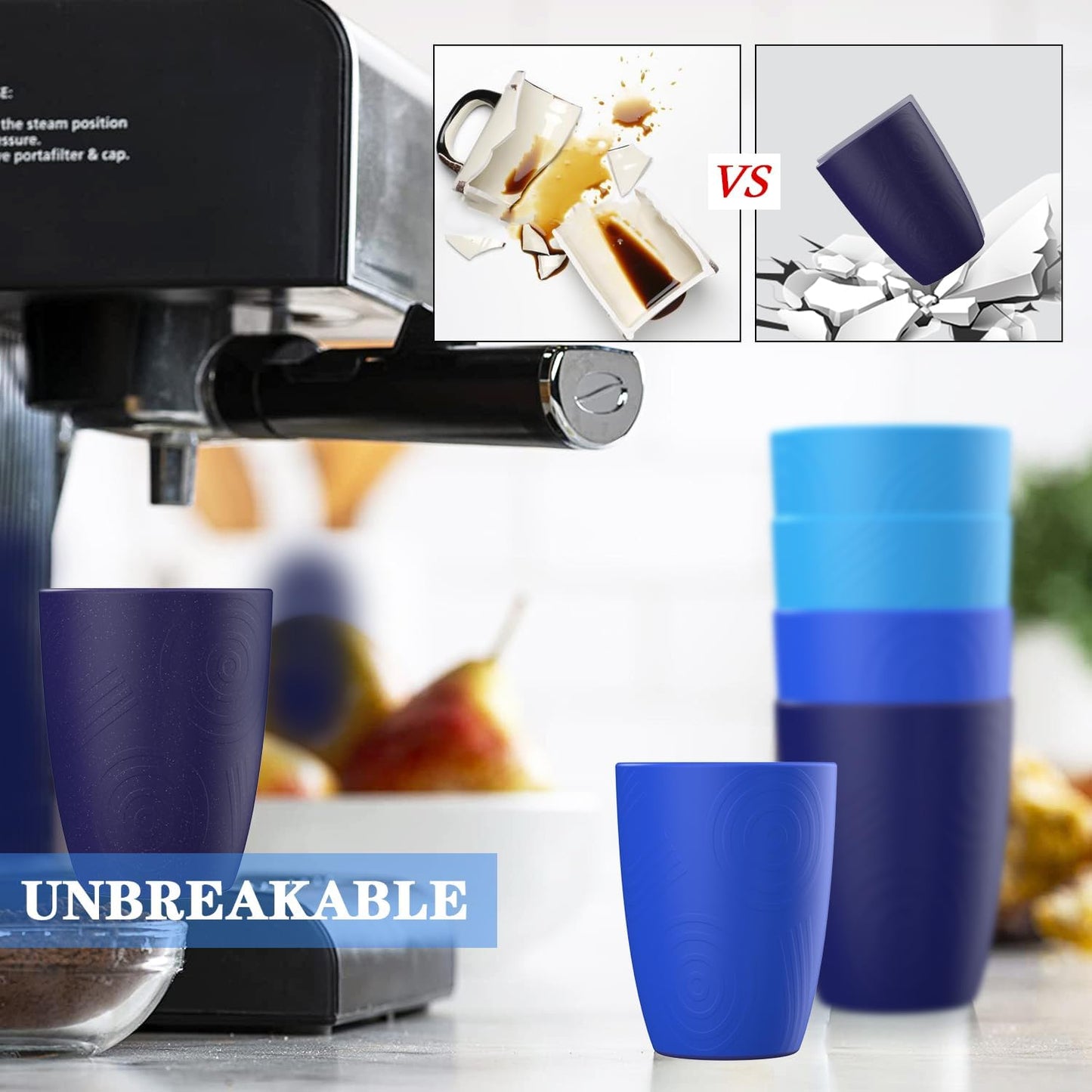 Homienly Becher mit Weizenstrohhalm, Plastikbecher, unzerbrechliche Trinkbecher, wiederverwendbare, spülmaschinenfeste Wassergläser, stapelbare Plastik-Wasserbecher in mehreren Farben (20 OZ, 8 Stück)