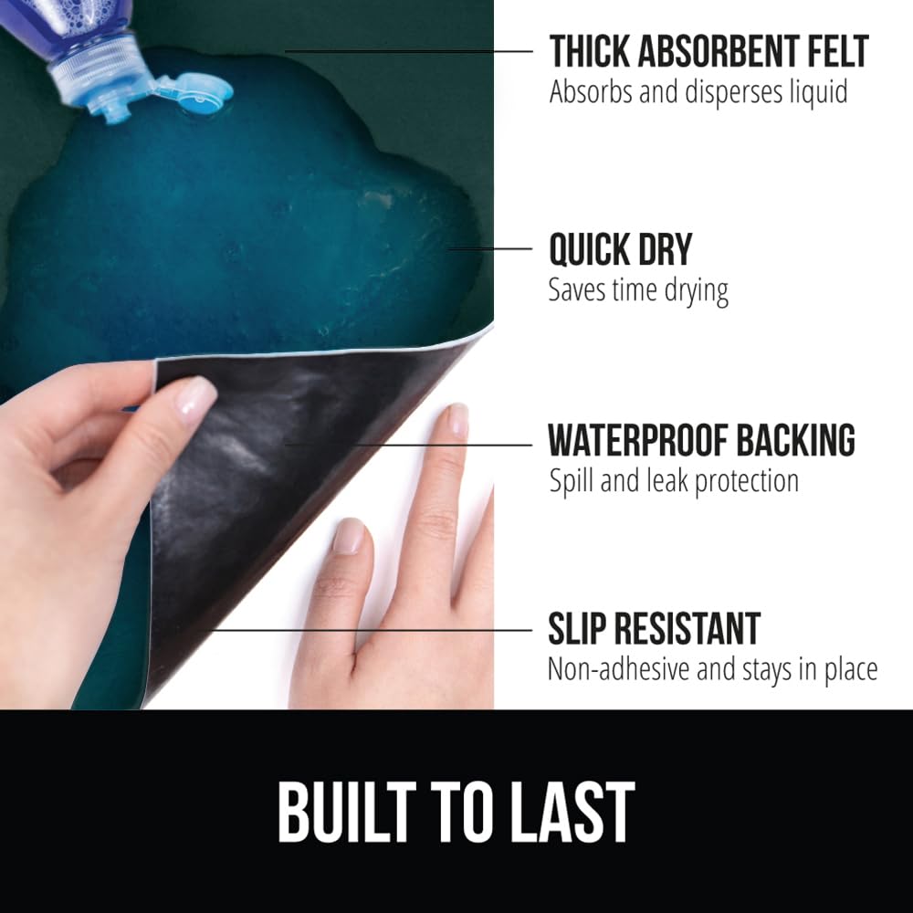 Gorilla Grip LeakGuard, nicht klebende Unterspülmatte für Küchenschränke, 24 x 40, wasserdichte, schnell trocknende Regaleinlage, langlebige, saugfähige Filzmatten für Badezimmerwaschbecken, Schränke, Kommoden, Damast, Taupe-Creme