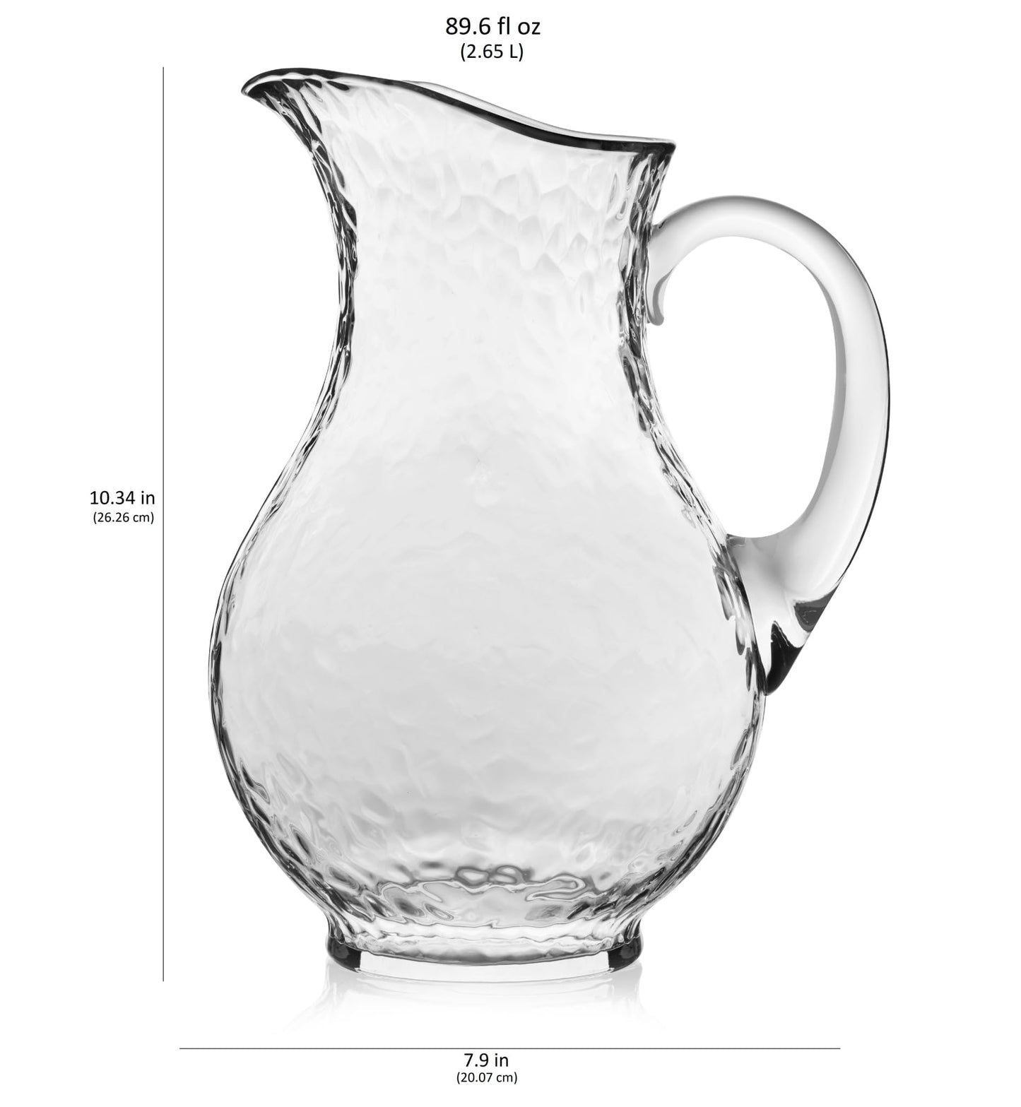 Libbey Acapulco Large Glass Pitcher Set of 2, 89 Oz, Clear, Tall Bubble Glass Pitchers with Handle, Modern Pitcher Set for Iced Tea, Punch, and More