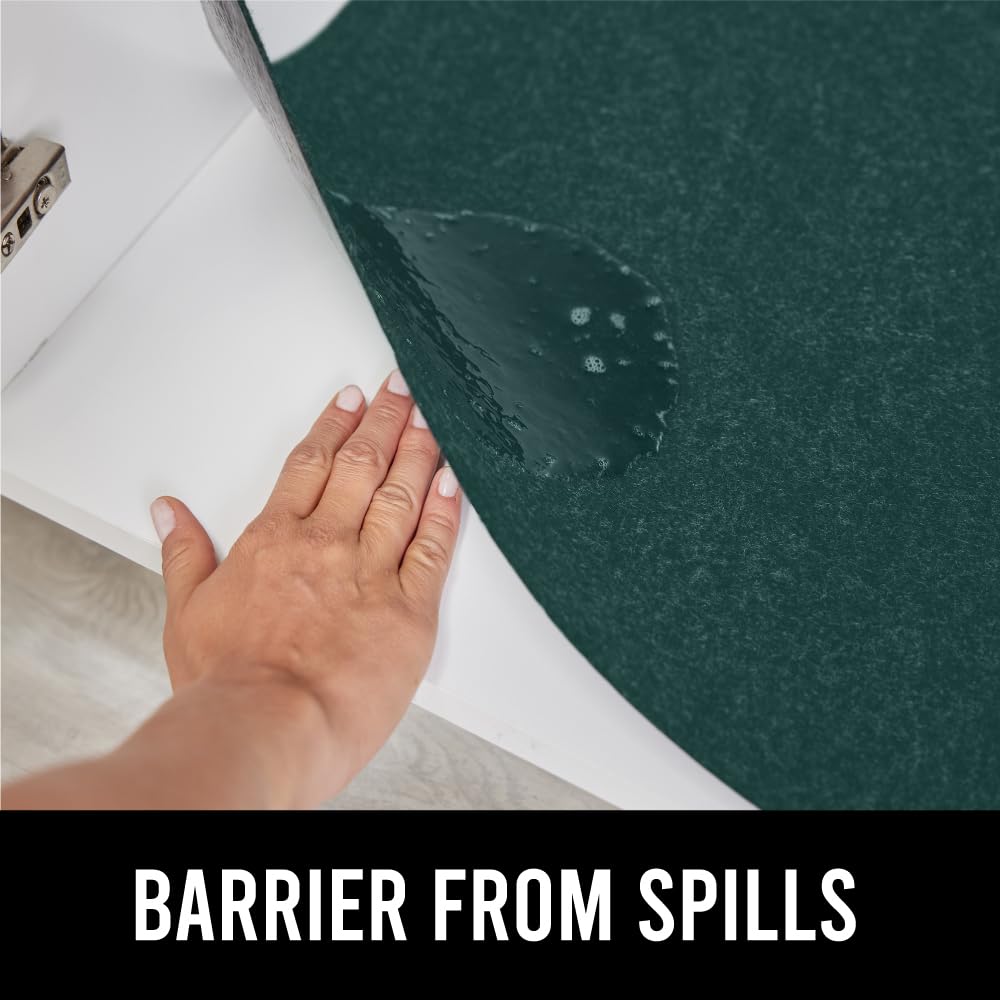 Gorilla Grip LeakGuard, nicht klebende Unterspülmatte für Küchenschränke, 24 x 40, wasserdichte, schnell trocknende Regaleinlage, langlebige, saugfähige Filzmatten für Badezimmerwaschbecken, Schränke, Kommoden, Damast, Taupe-Creme
