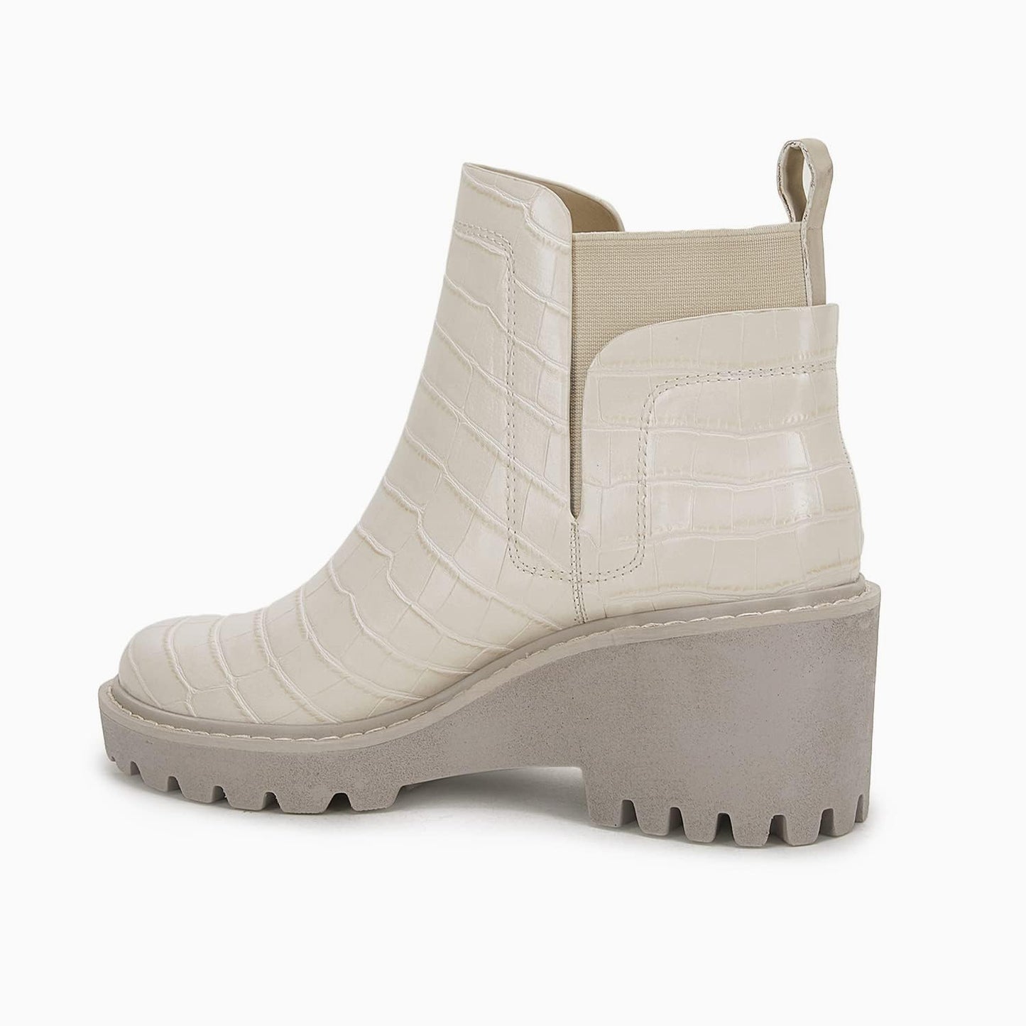 Trish Lucia Damen Chelsea-Stiefel mit Plateausohle, knöchelhoch, klobiger Blockabsatz, rutschfest, Wildleder, modische Schlupfstiefeletten