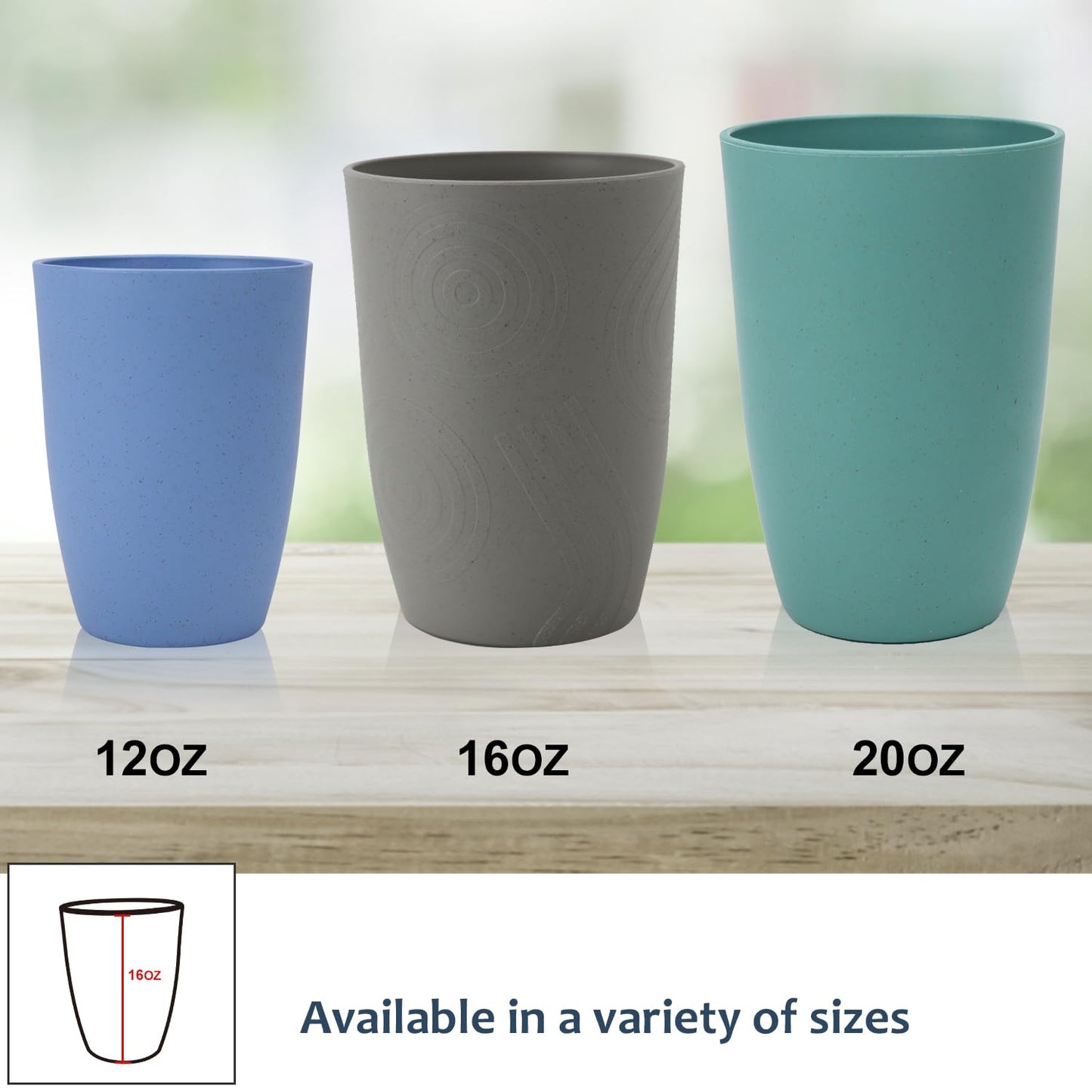 Homienly Becher mit Weizenstrohhalm, Plastikbecher, unzerbrechliche Trinkbecher, wiederverwendbare, spülmaschinenfeste Wassergläser, stapelbare Plastik-Wasserbecher in mehreren Farben (20 OZ, 8 Stück)