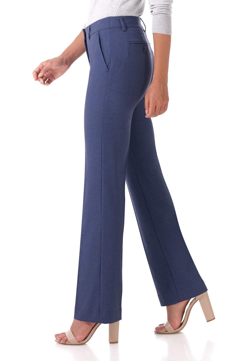 Rekucci Smart Stretch-Hose für Damen vom Schreibtisch bis zum Abendessen mit geradem Bein und Reißverschluss