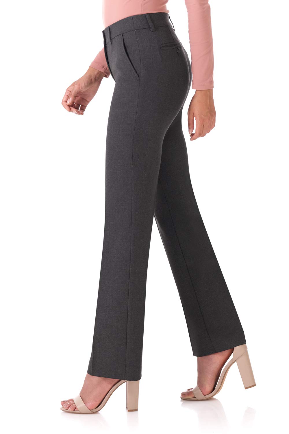Rekucci Smart Stretch-Hose für Damen vom Schreibtisch bis zum Abendessen mit geradem Bein und Reißverschluss