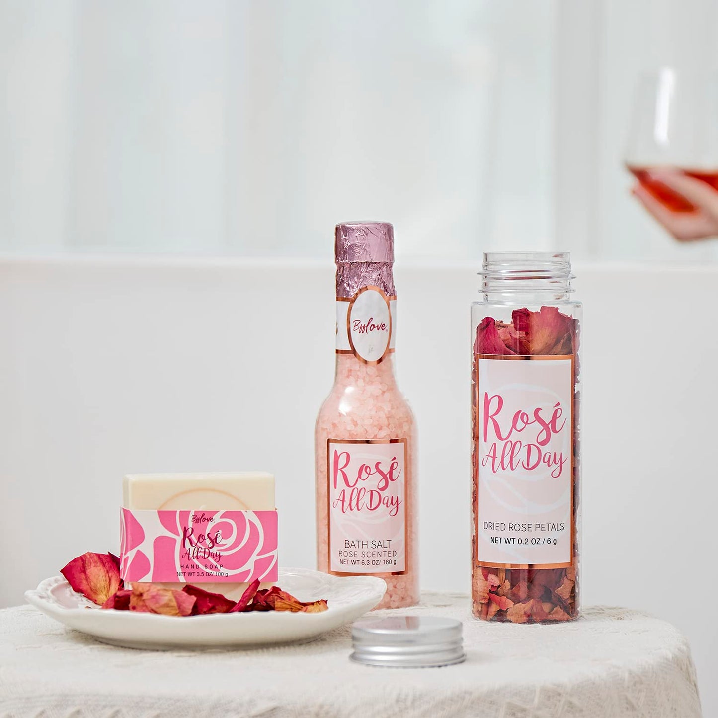Spa-Geschenke für Frauen, Geschenkset, Selbstpflegeset, Geburtstagsgeschenke, 5-teiliges Rosenbadeset mit Massageöl, Badebombe, Salzpeeling, Seife, Handcreme, Weihnachtsgeschenke für Mama
