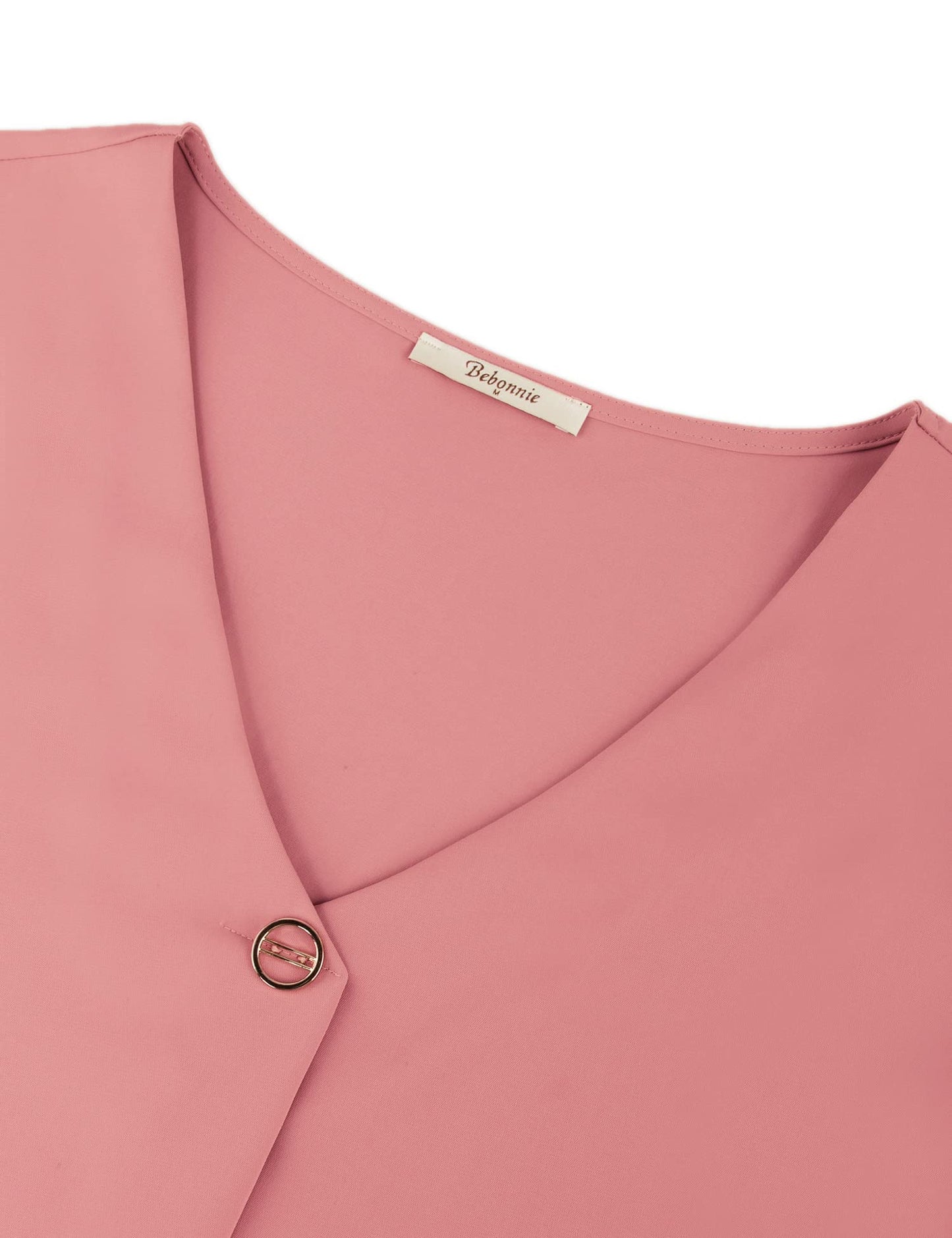 Bebonnie Damen Chiffonbluse mit Laternenmuster, 3/4-Ärmel, lässig, locker, V-Ausschnitt