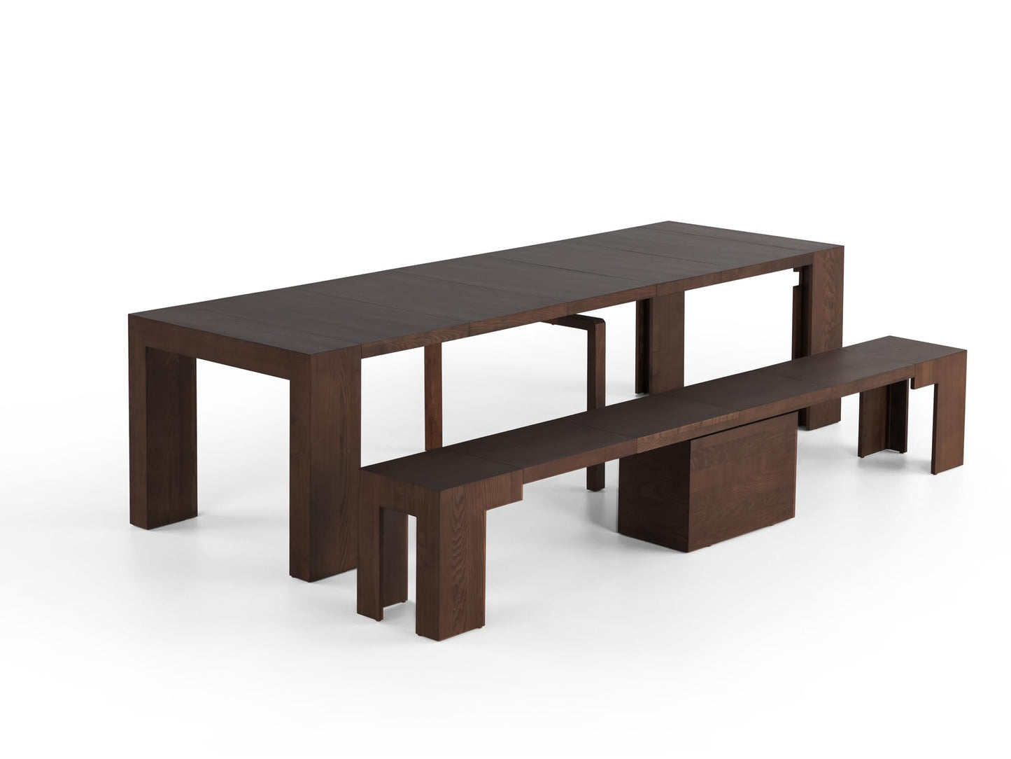 Transformer Table Esstisch-Set für 4 bis 12, ausziehbarer Esstisch aus Holz mit ausziehbarer Bank, Möbel für kleine Räume, Küchentisch-Set (Dunkelgrau, Tisch + Bank)