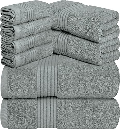 Utopia Towels - 600 GSM 8-Piece Premium Towel Set, 2 Bath Towels, 2 Hand Towels and 4 Washcloths -100% Ring Spun Cotton - Machine Washable, Super Soft and Highly Absorbent (Beige)