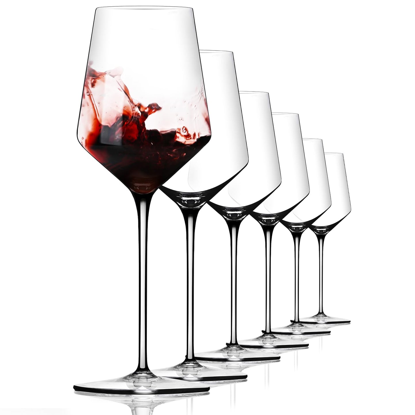 CUKBLESS Red Wine Glasses Set of 6, 20 oz Iridescent Hand Blown Long Stem Red or White Wine Glasses, for Birthday, Wedding