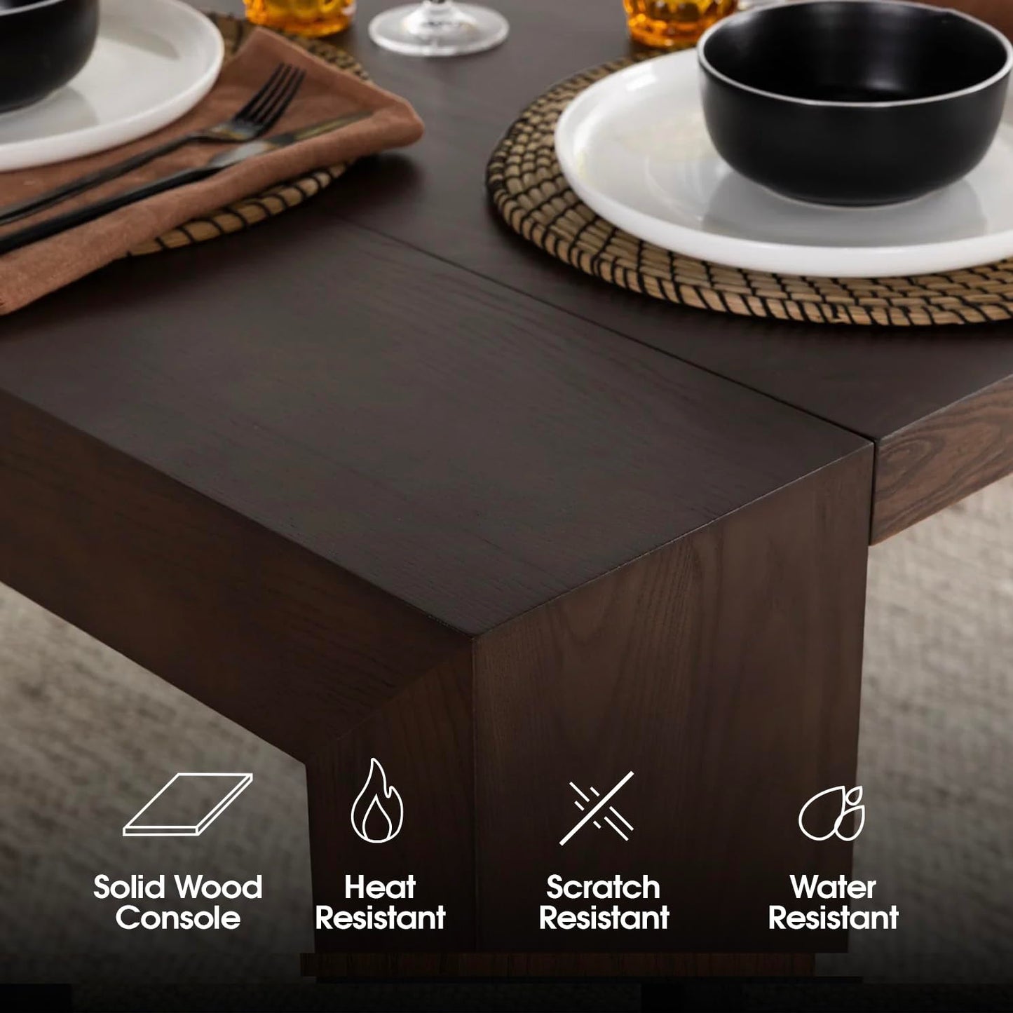 Transformer Table Esstisch-Set für 4 bis 12, ausziehbarer Esstisch aus Holz mit ausziehbarer Bank, Möbel für kleine Räume, Küchentisch-Set (Dunkelgrau, Tisch + Bank)