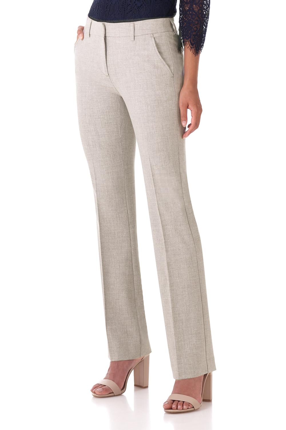 Rekucci Smart Stretch-Hose für Damen vom Schreibtisch bis zum Abendessen mit geradem Bein und Reißverschluss