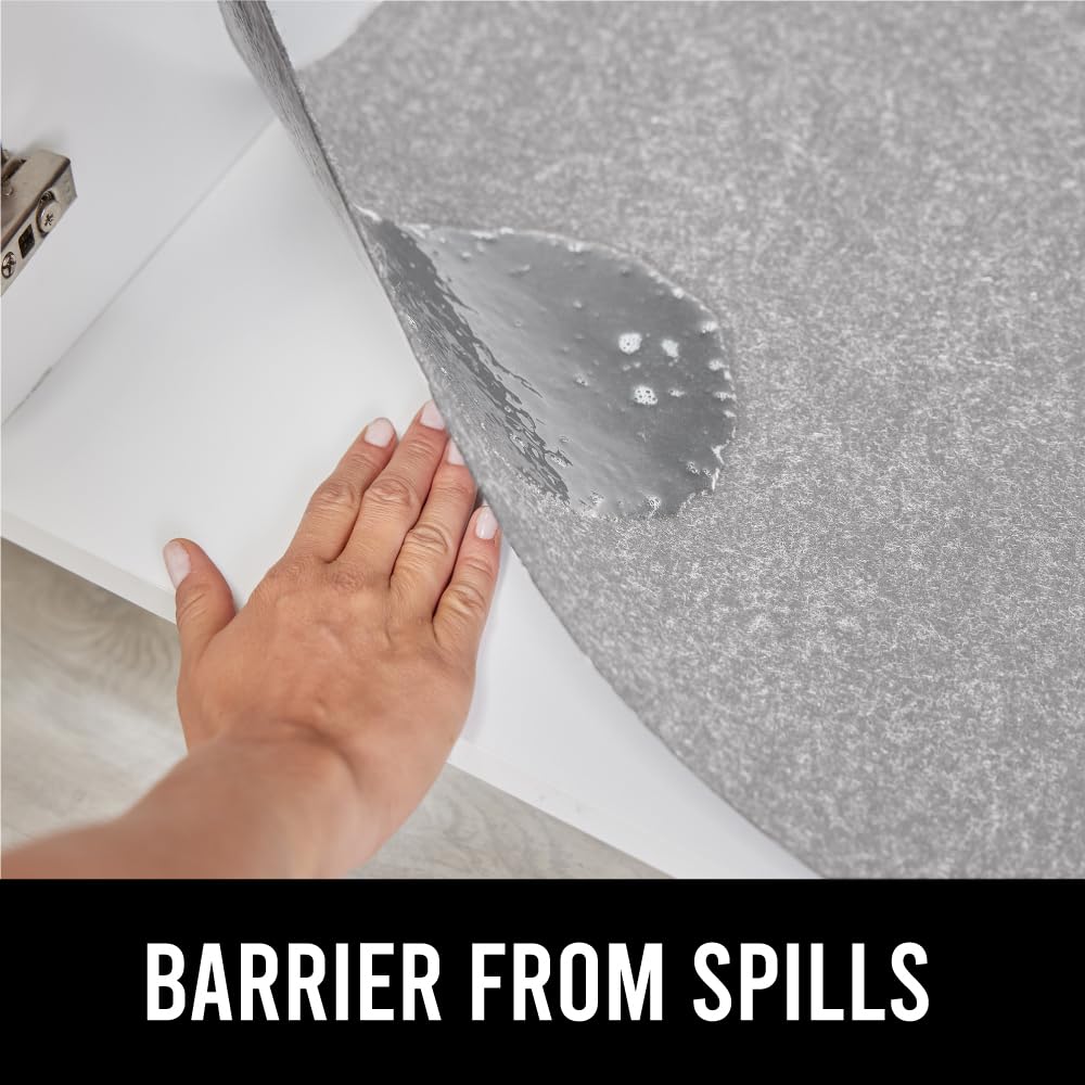 Gorilla Grip LeakGuard, nicht klebende Unterspülmatte für Küchenschränke, 24 x 40, wasserdichte, schnell trocknende Regaleinlage, langlebige, saugfähige Filzmatten für Badezimmerwaschbecken, Schränke, Kommoden, Damast, Taupe-Creme