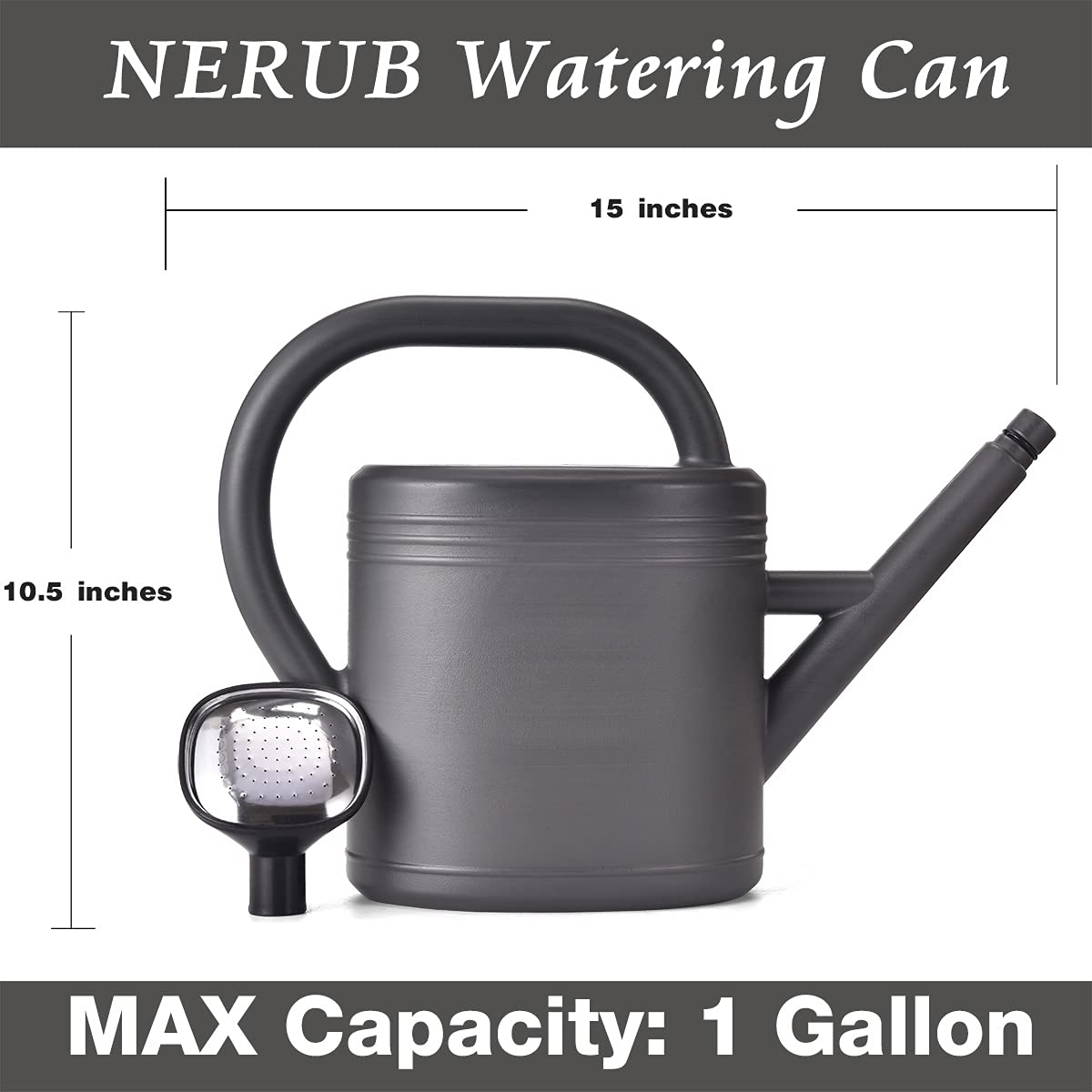 Watering Can 1 Gallon for Indoor Plants, Garden Watering Cans Outdoor Plant House Flower, Gallon Watering Can Large Long Spout with Sprinkler Head (Green)