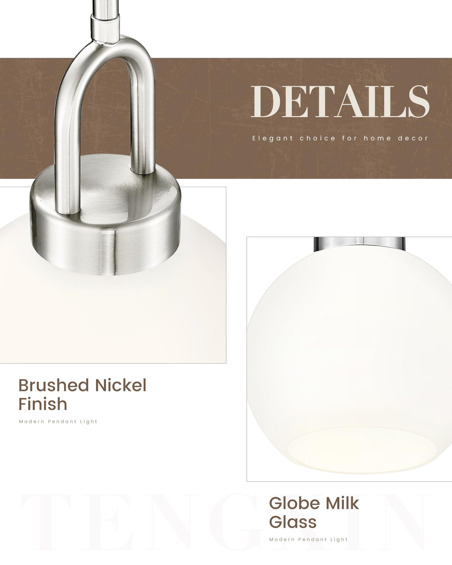 TENGXIN 7-Zoll-Pendelleuchte für Kücheninsel – gebürstetes Gold-Finish mit Milchglasschirm, eleganter Bauernhausstil, perfekt für Esszimmer oder Schlafzimmer, TXPLBG15-MG