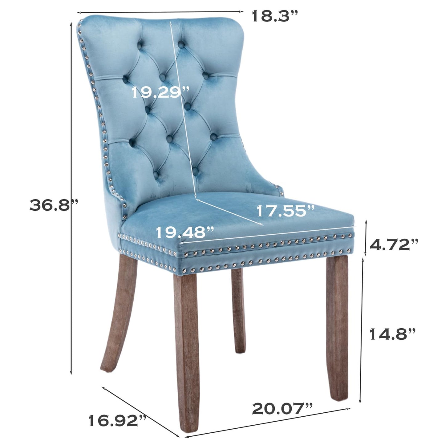 SoarFlash Esszimmerstühle aus Leder, 8er-Set, Beistellstuhl mit hoher Rückenlehne, moderner gepolsterter Beistellstuhl mit Knopfrückenring, Beine aus Massivholz (Schwarz und Grau)