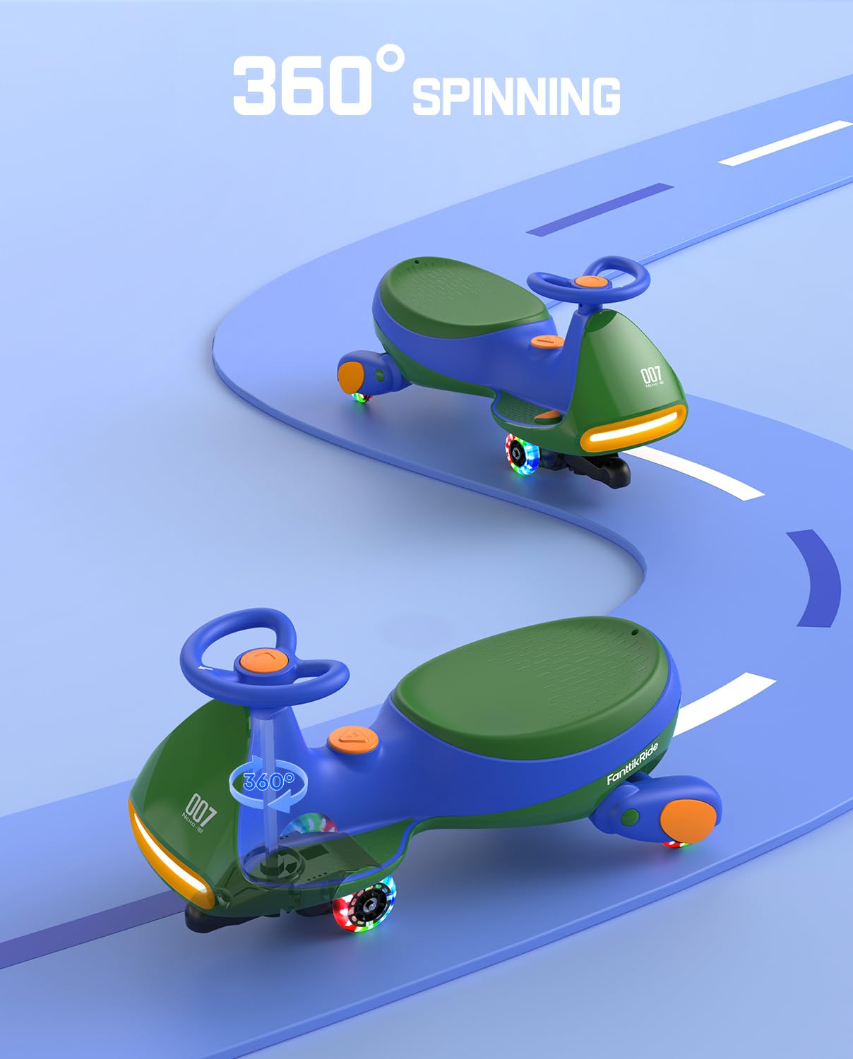 12V N7 Pro Electric Wiggle Car – Pedal-Powered Fun for Kids, Lights & Bluetooth Ride-On (by Fanttik)