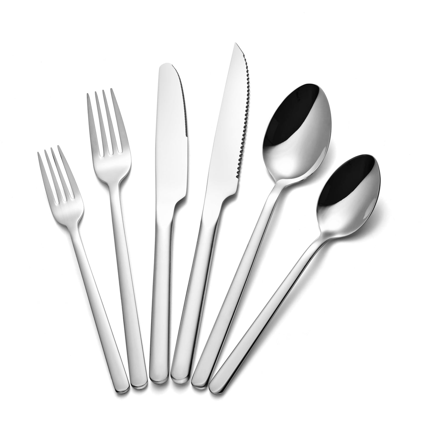 KINGSTONE Besteckset, 20-teiliges Besteckset für 4 Personen, Besteck aus Edelstahl 18/10, hochglanzpoliert, spülmaschinenfest, für Zuhause, Restaurant, Hochzeit, Party (Silber, 20-teilig für 4)