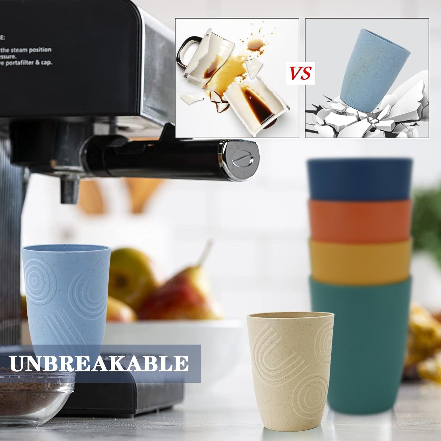 Homienly Becher mit Weizenstrohhalm, Plastikbecher, unzerbrechliche Trinkbecher, wiederverwendbare, spülmaschinenfeste Wassergläser, stapelbare Plastik-Wasserbecher in mehreren Farben (20 OZ, 8 Stück)