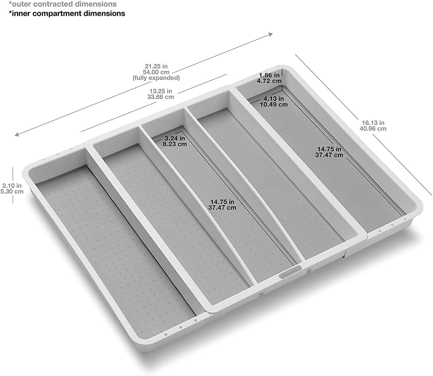 madesmart Klassische große Utensilienablage mit weichem Griff, rutschfeste Küchenschublade, Mehrzweck-Organisation für den Haushalt, BPA-frei, Granit