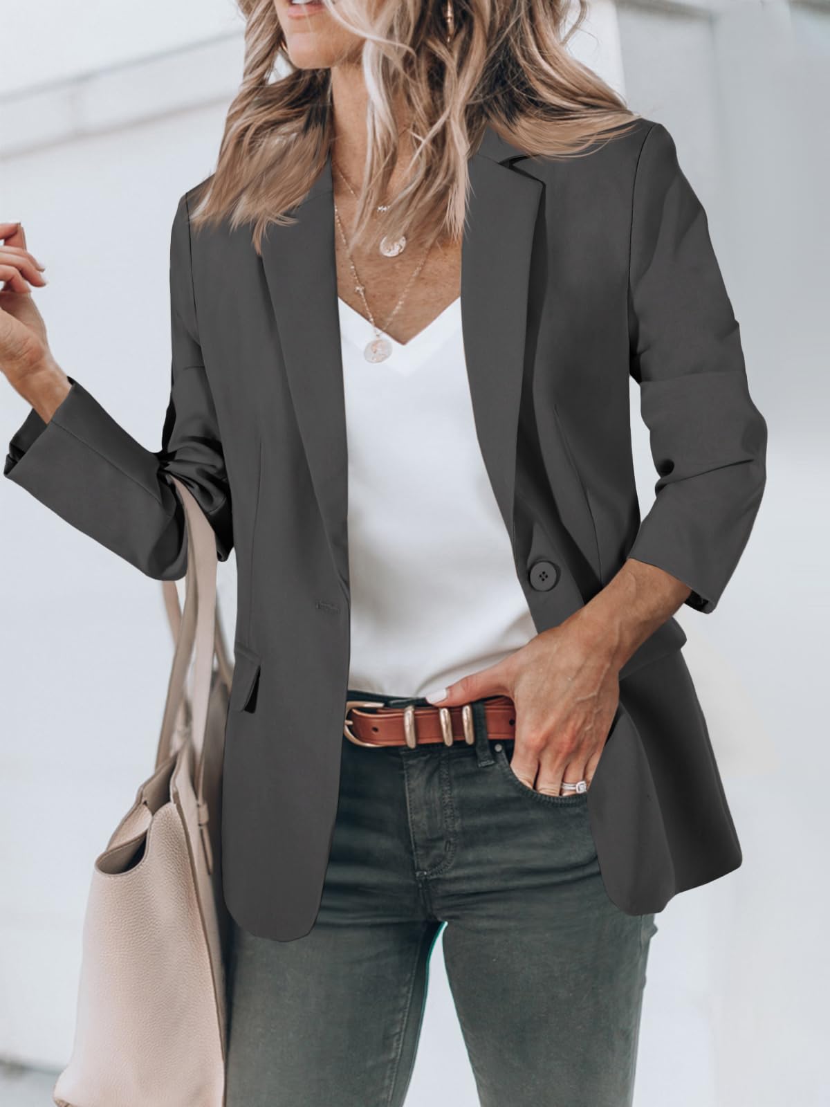 Blazers pour femmes Cicy Bell Vestes de costume à manches longues ouvertes sur le devant Tenues décontractées pour le travail