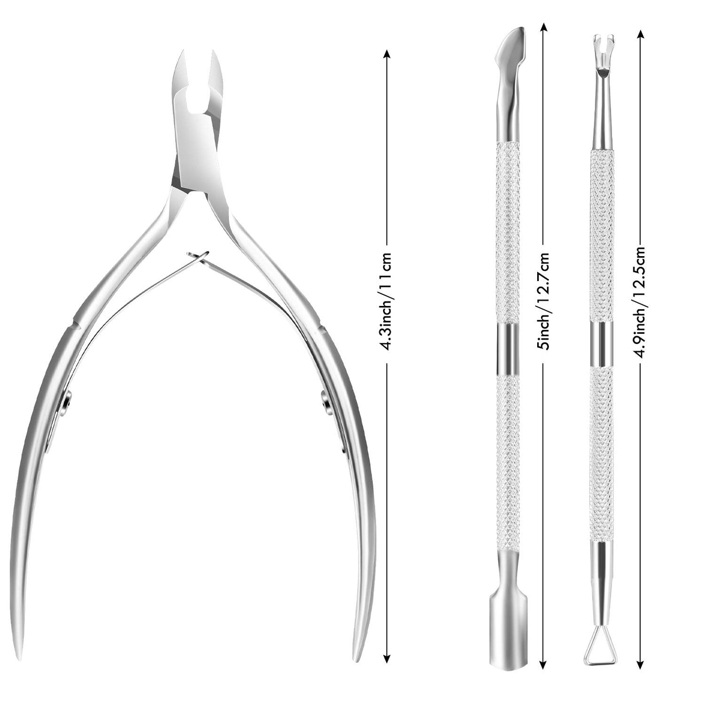 3-Piece Rainbow Cuticle Care Kit – Precision Trimmer, Dual-Head Pusher & Scraper | Surgical-Grade Stainless Steel