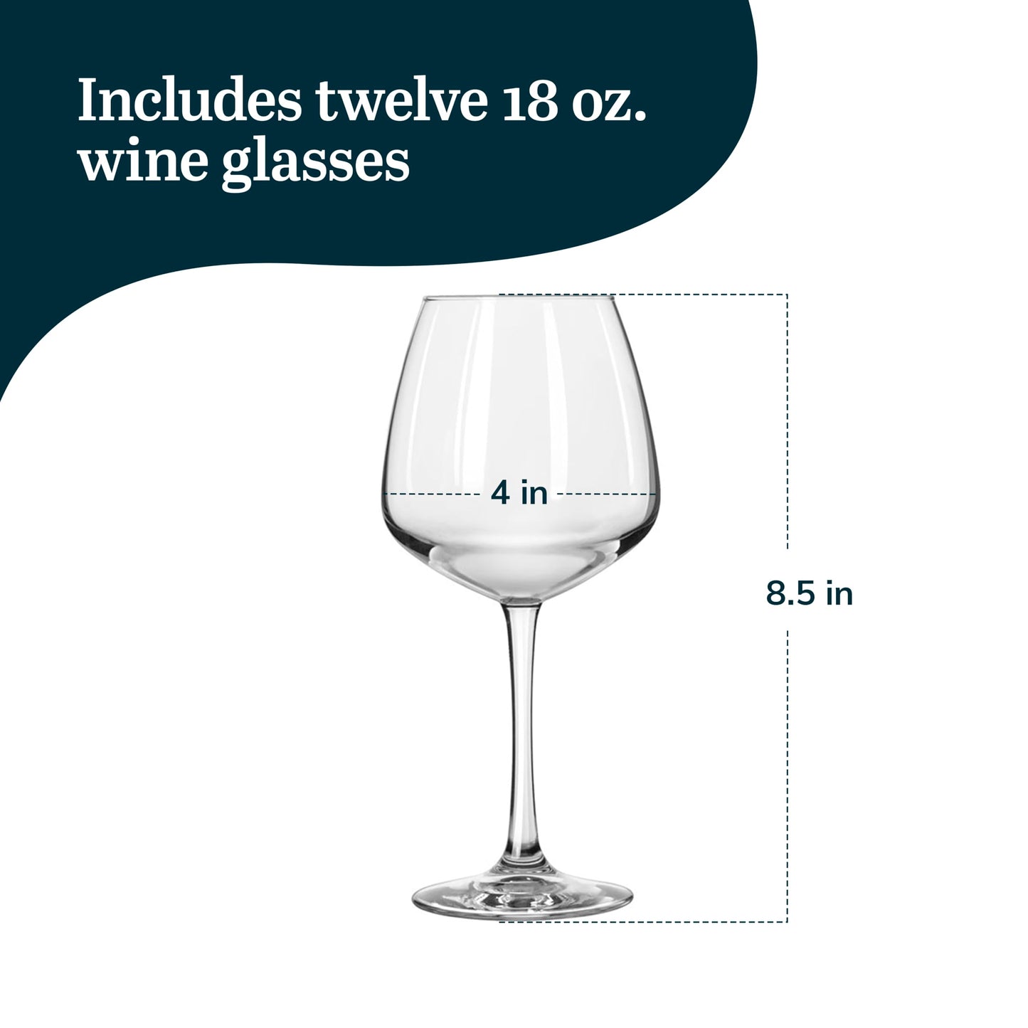 Libbey Vina Red Balloon Wine Glasses, 18.25 Oz Elegant Large Red Wine Glasses Set of 6, Long Stem Glass Wine Glasses for Weddings, Birthdays, and More