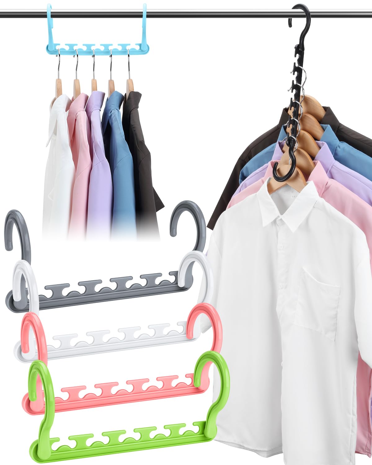 AMKUFO Hangers-Space-Saving-12 Pack - Closet-Organizers-and-Storage for Dorm-Room, Hanger-Organizer-Space-Saver-Hangers-for-Closet-Ogranization, Dorm-Room-Essentials-for-College-Students-Girls