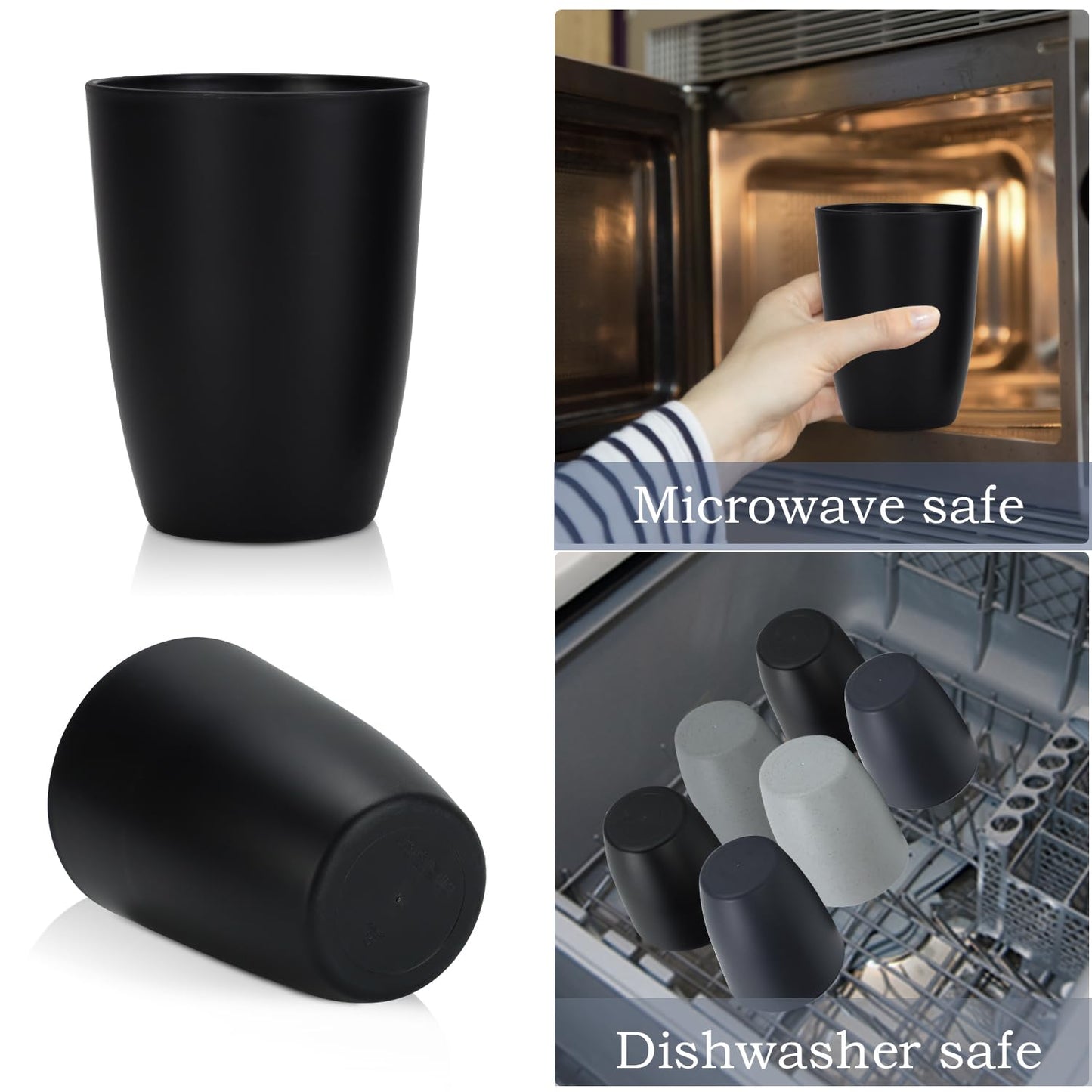 Wheat Straw Cups 8 PCS Good Alternative to Plastic Reusable Cups 20 oz Unbreakable Drinking Cup Reusable Dishwasher Safe Water Plastic Glasses Colorful Series