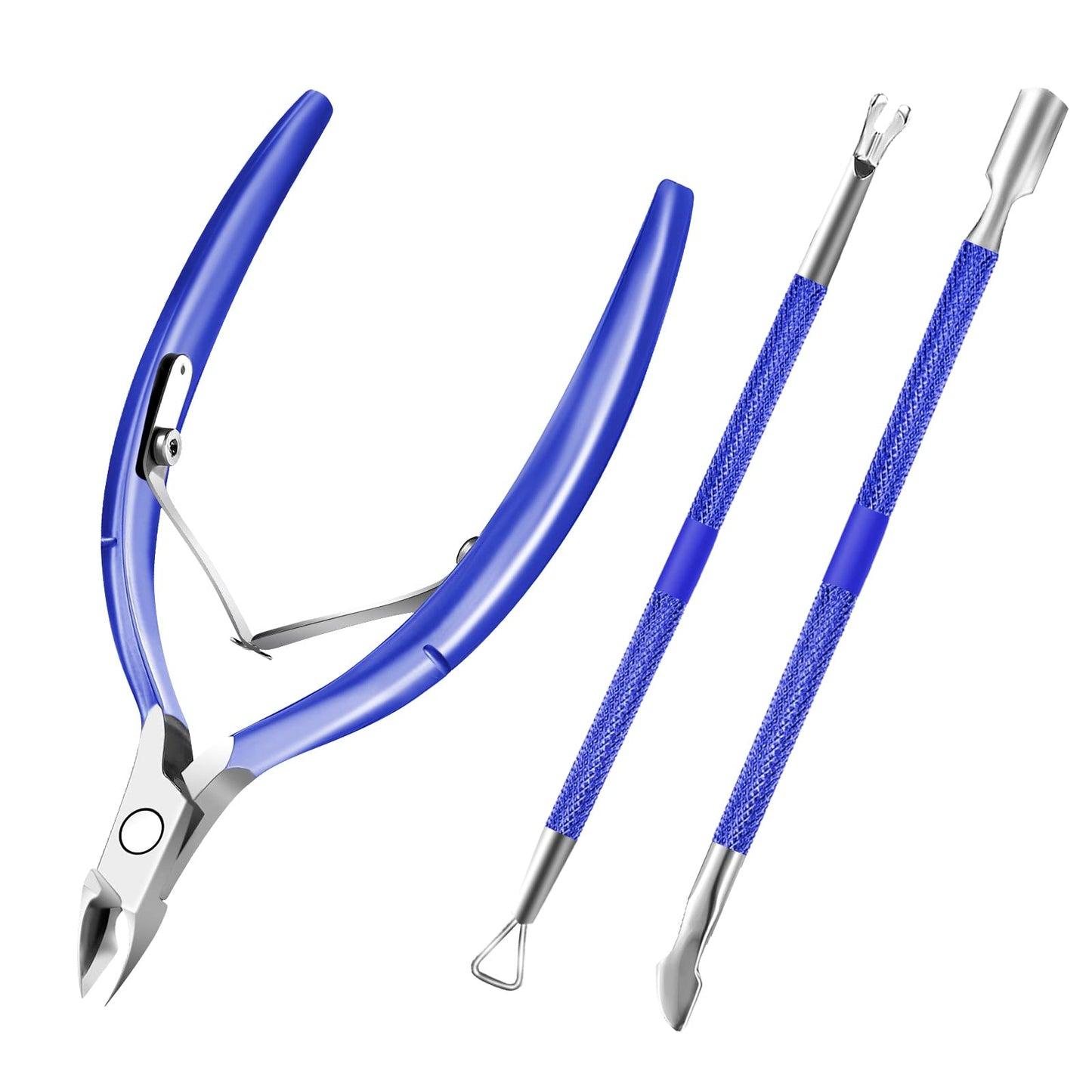 3-Piece Rainbow Cuticle Care Kit – Precision Trimmer, Dual-Head Pusher & Scraper | Surgical-Grade Stainless Steel