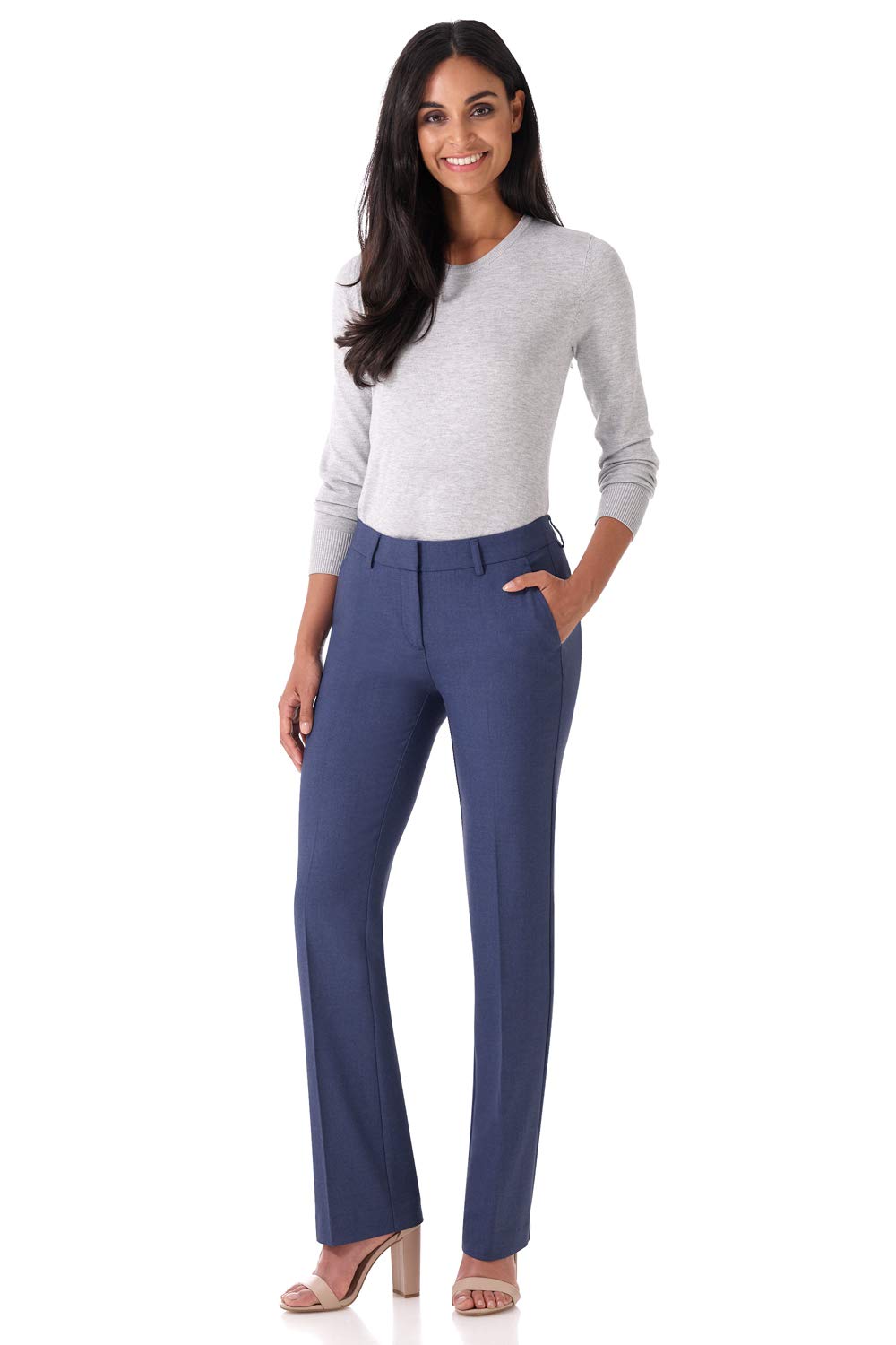 Rekucci Smart Stretch-Hose für Damen vom Schreibtisch bis zum Abendessen mit geradem Bein und Reißverschluss