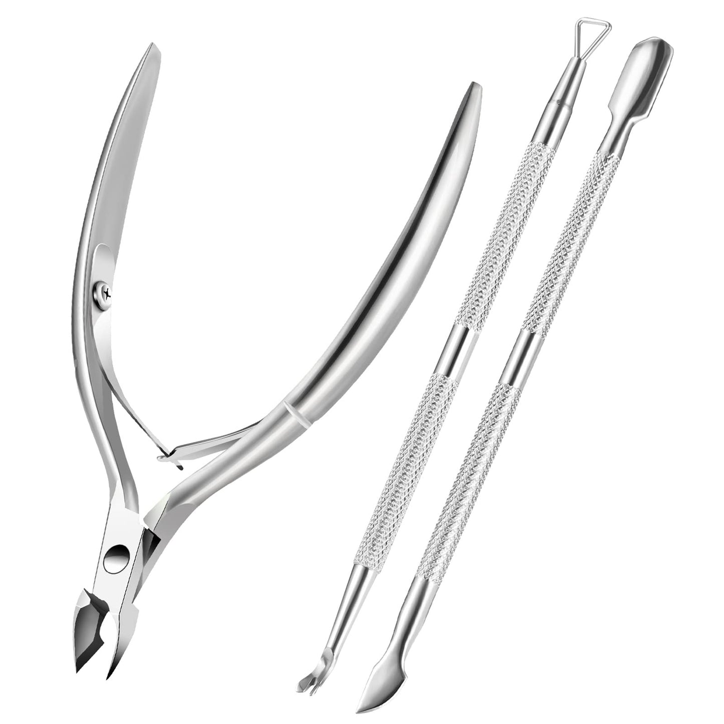 3-Piece Rainbow Cuticle Care Kit – Precision Trimmer, Dual-Head Pusher & Scraper | Surgical-Grade Stainless Steel