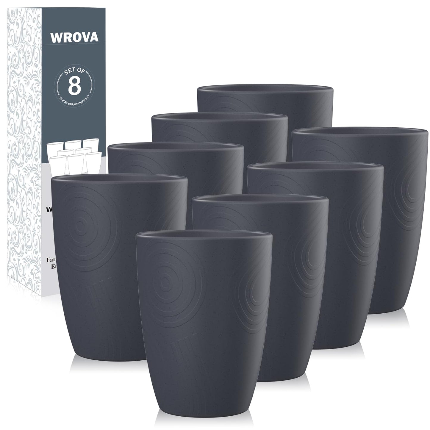 Wheat Straw Cups 8 PCS Good Alternative to Plastic Reusable Cups 20 oz Unbreakable Drinking Cup Reusable Dishwasher Safe Water Plastic Glasses Colorful Series