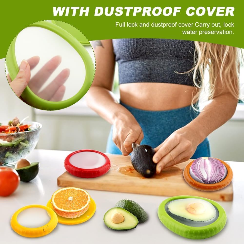 Avocado-Sparer und Tomatenhalter – Set mit 4 wiederverwendbaren Aufbewahrungsbehältern für den Kühlschrank – Ideal für Knoblauch, Zwiebeln, Zitronen und Kartoffeln