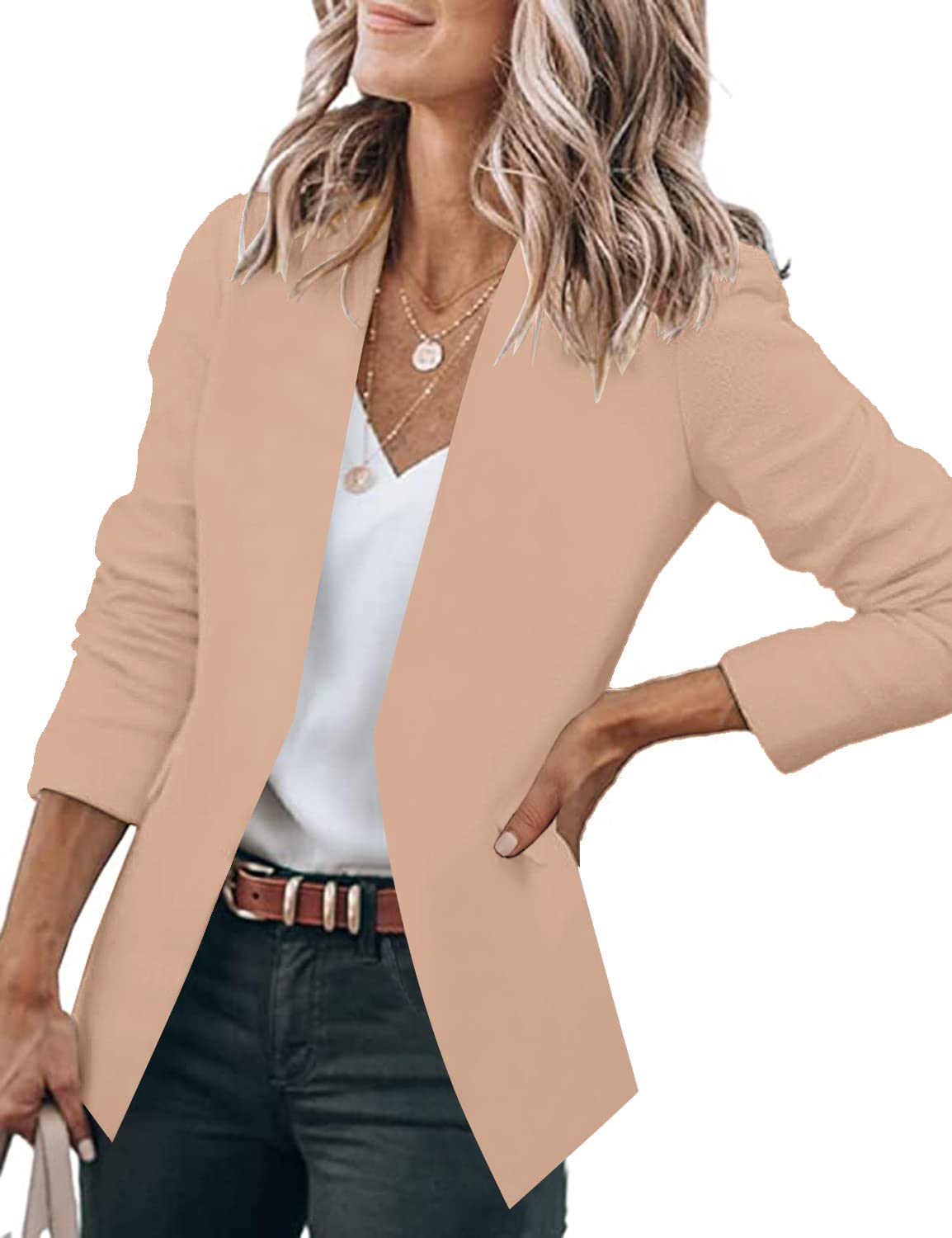 GRAPENT Damen Blazer mit offener Vorderseite, Business, Freizeit, Taschen, für die Arbeit im Büro