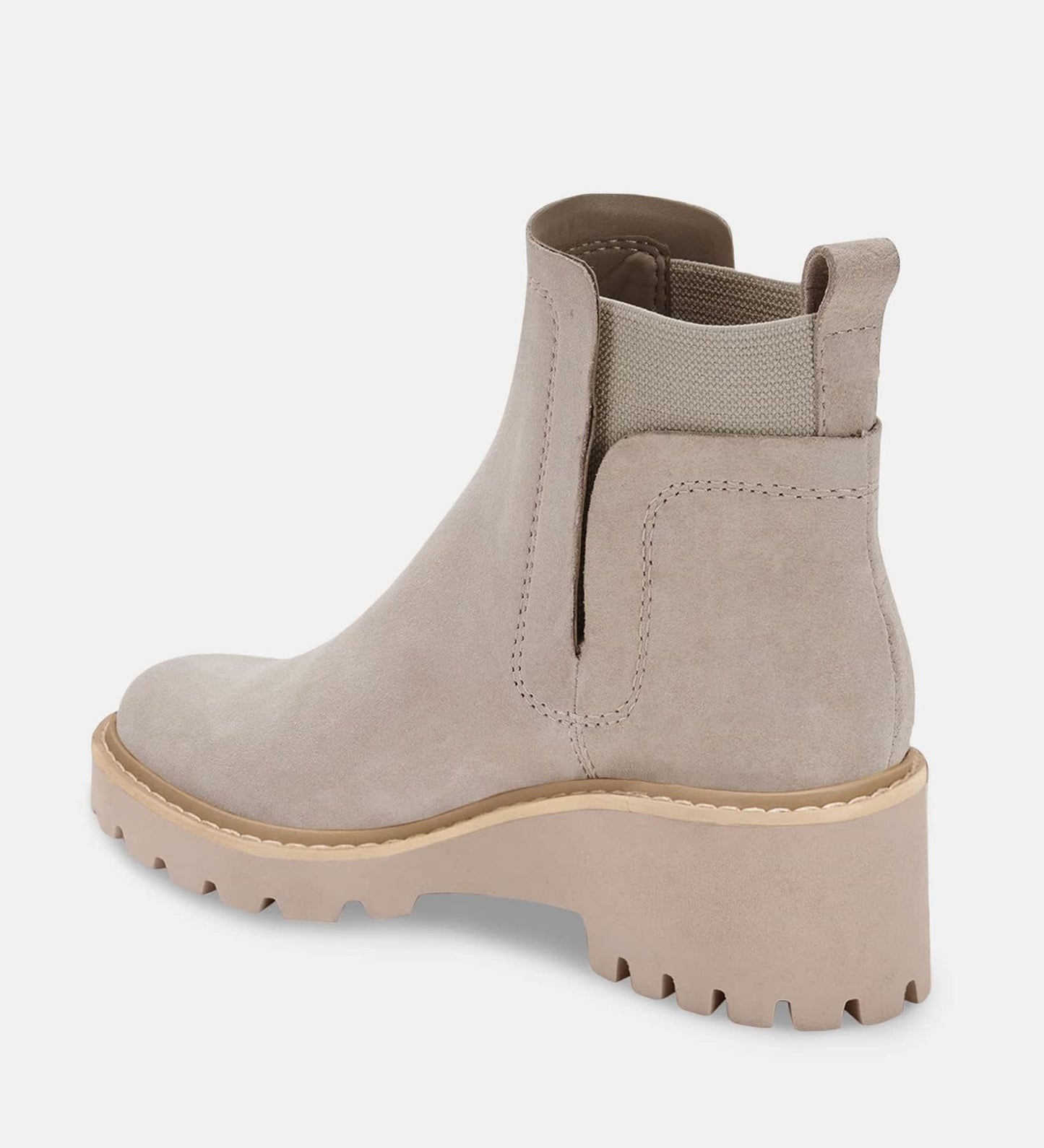 Trish Lucia Damen Chelsea-Stiefel mit Plateausohle, knöchelhoch, klobiger Blockabsatz, rutschfest, Wildleder, modische Schlupfstiefeletten