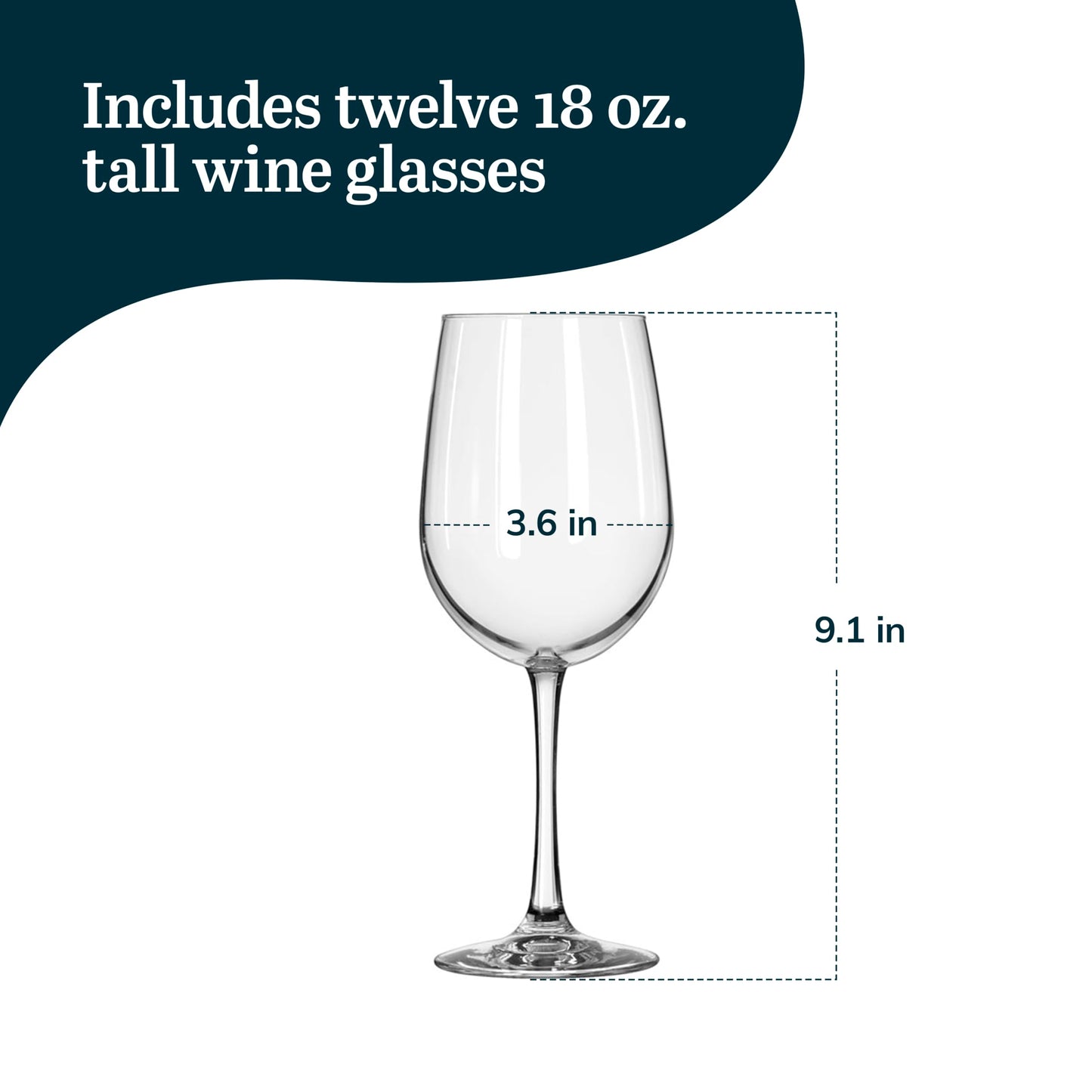 Libbey Vina Red Balloon Wine Glasses, 18.25 Oz Elegant Large Red Wine Glasses Set of 6, Long Stem Glass Wine Glasses for Weddings, Birthdays, and More