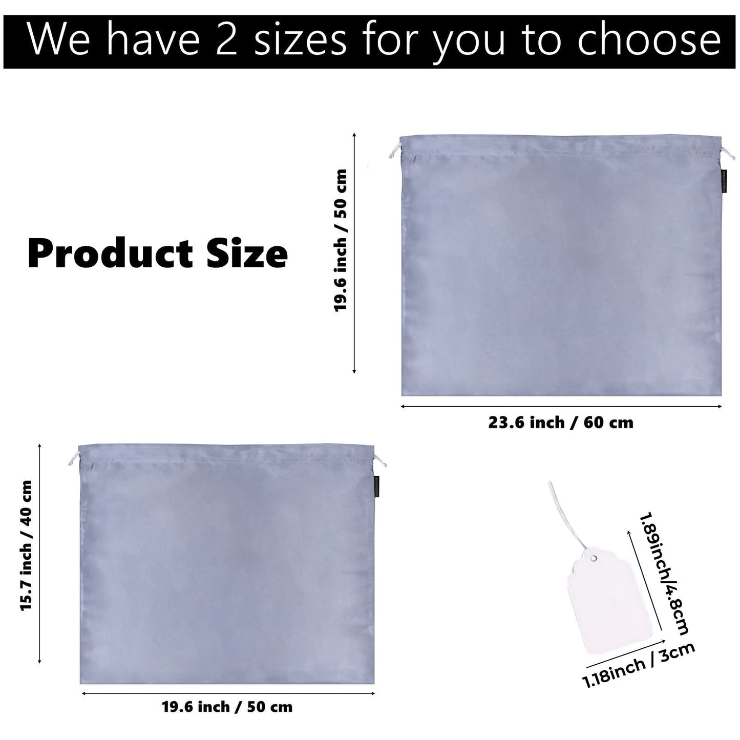 Lot de 6 sacs anti-poussière en soie pour sacs à main, sacs à main, chaussures, bottes, sac à cordon anti-poussière en soie, pochette de rangement de voyage (blanc, 19,6 × 15,7 pouces)