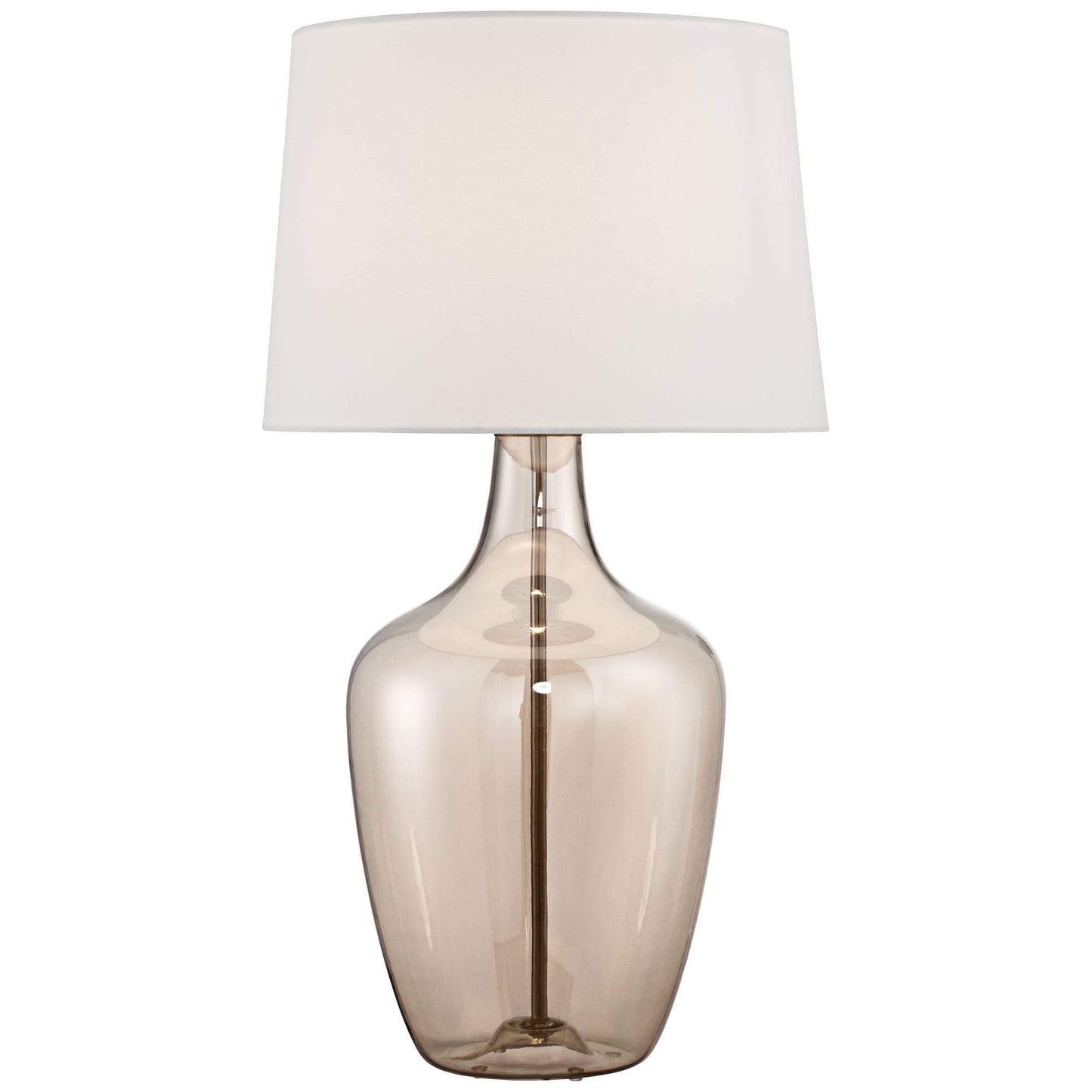 Possini Euro Design Ania 31" hohe Tischlampe im Glas, groß, modern, im Küsten-Stil, Landhausstil, klares Champagnerglas, einzelner cremefarbener Schirm, für Wohnzimmer, Schlafzimmer, Nachttisch, Haus, Büro, Zuhause