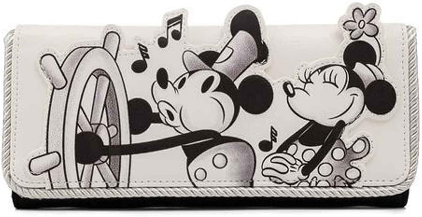 Loungefly Disney Mickey Mouse Steamboat Willie Music Cruise Geldbörse mit Klappe