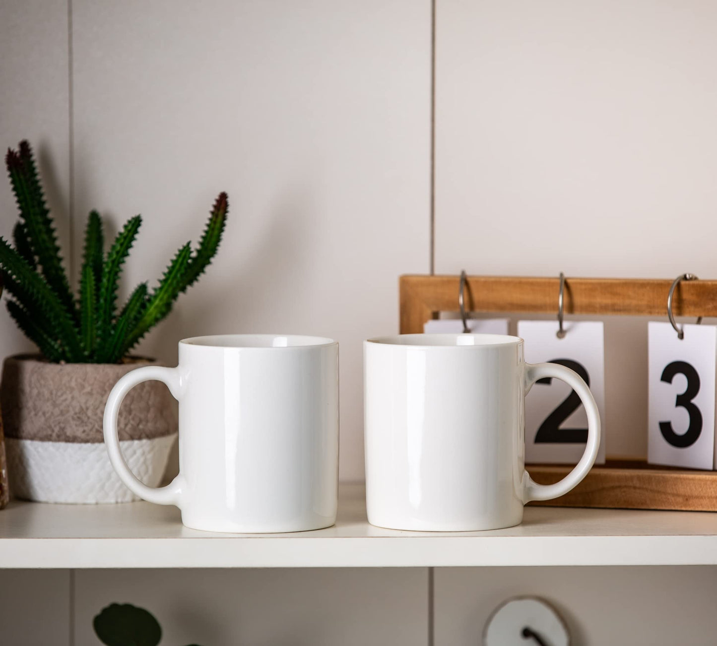 Lot de 6 tasses à café AmorArc 12 oz blanc cassé, tasses à café en céramique avec grande poignée pour homme, femme, ensemble de tasses à café légères pour latte/cappuccino/cacao/lait, lavables au lave-vaisselle et au micro-ondes, 6 pièces
