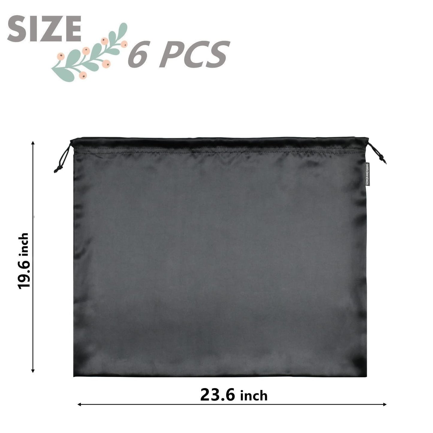 Lot de 6 sacs anti-poussière en soie pour sacs à main, sacs à main, chaussures, bottes, sac à cordon anti-poussière en soie, pochette de rangement de voyage (blanc, 19,6 × 15,7 pouces)