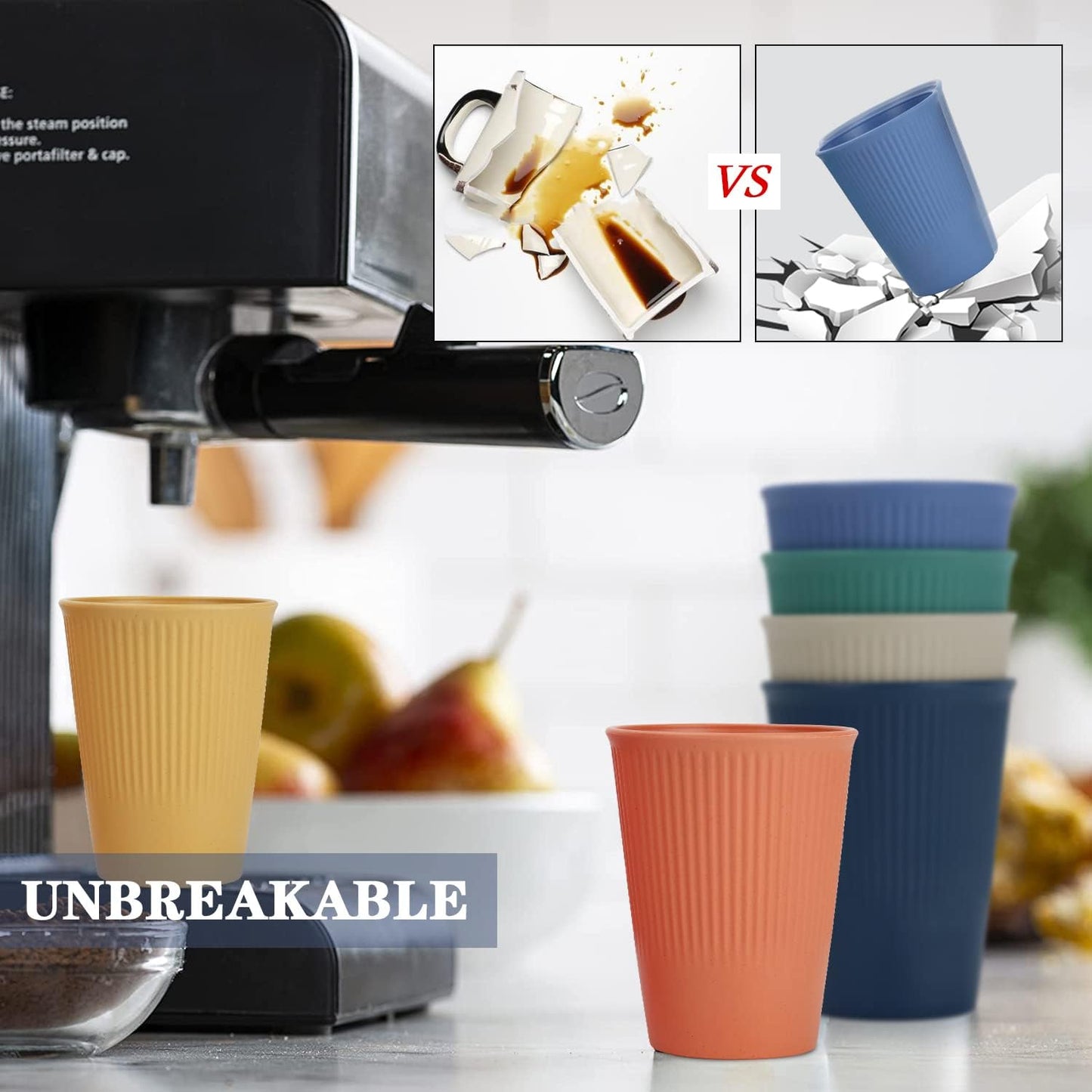 Homienly Becher mit Weizenstrohhalm, Plastikbecher, unzerbrechliche Trinkbecher, wiederverwendbare, spülmaschinenfeste Wassergläser, stapelbare Plastik-Wasserbecher in mehreren Farben (20 OZ, 8 Stück)