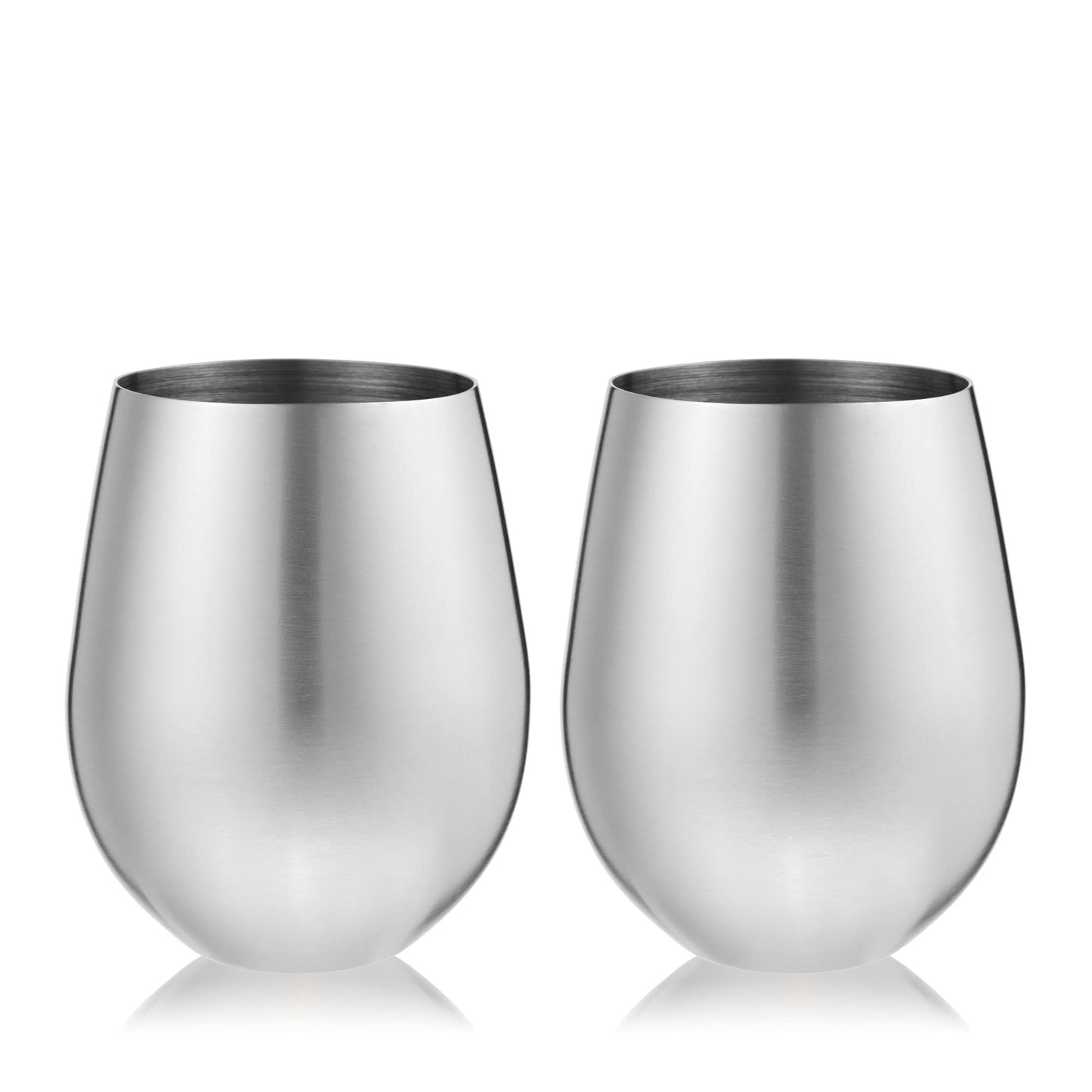 Viski Gold Wine Glasses, Stemless Wine Glass Set, Stainless Steel with Gold Finish, 18 Ounces, Set of 2, Gold