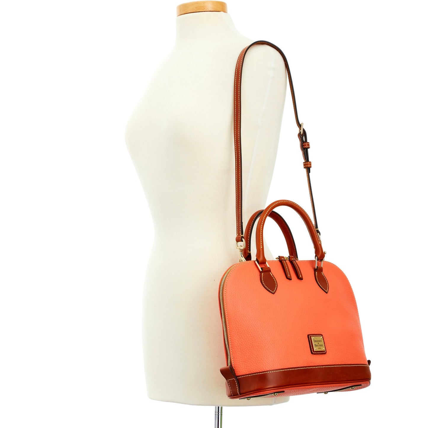 Dooney & Bourke Women's Zip Zip Satchel in Pebble Grain Leather, Large Handbag with Adjustable & Detachable Shoulder Strap