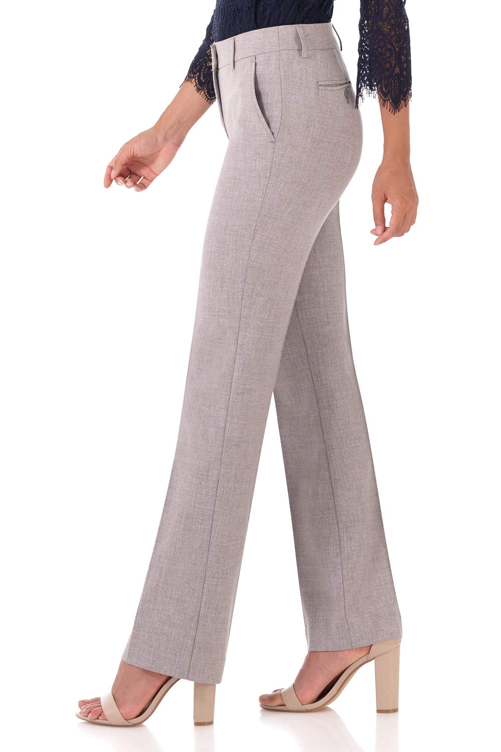 Rekucci Smart Stretch-Hose für Damen vom Schreibtisch bis zum Abendessen mit geradem Bein und Reißverschluss